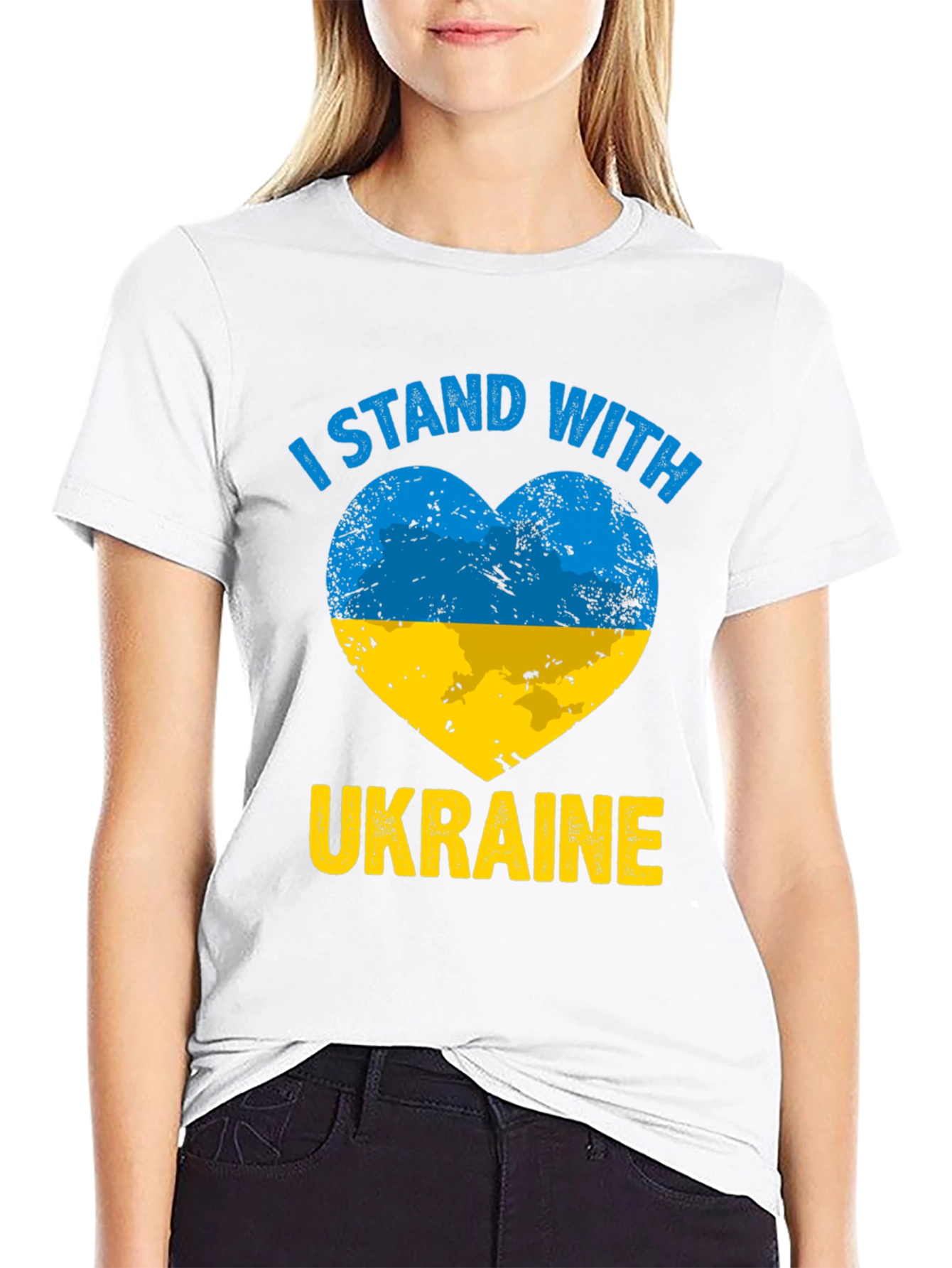I Stand With Ukraine Heart Flag T-Shirt