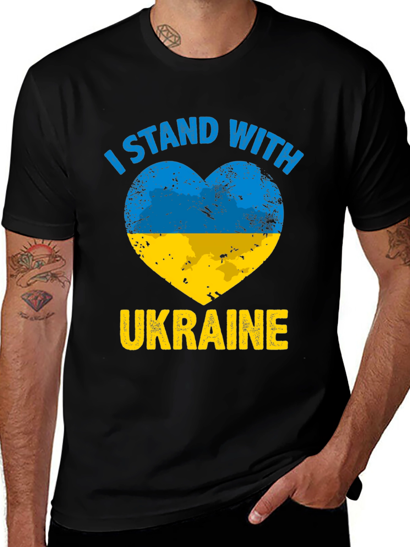 I Stand With Ukraine Heart Flag T-Shirt