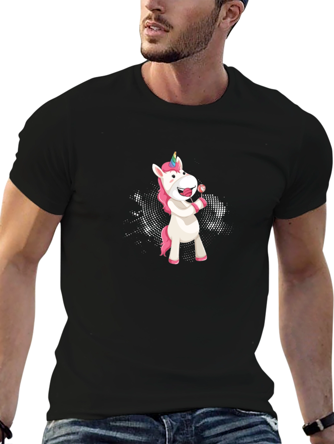 Unicorn Lollipop Black Graphic Tee