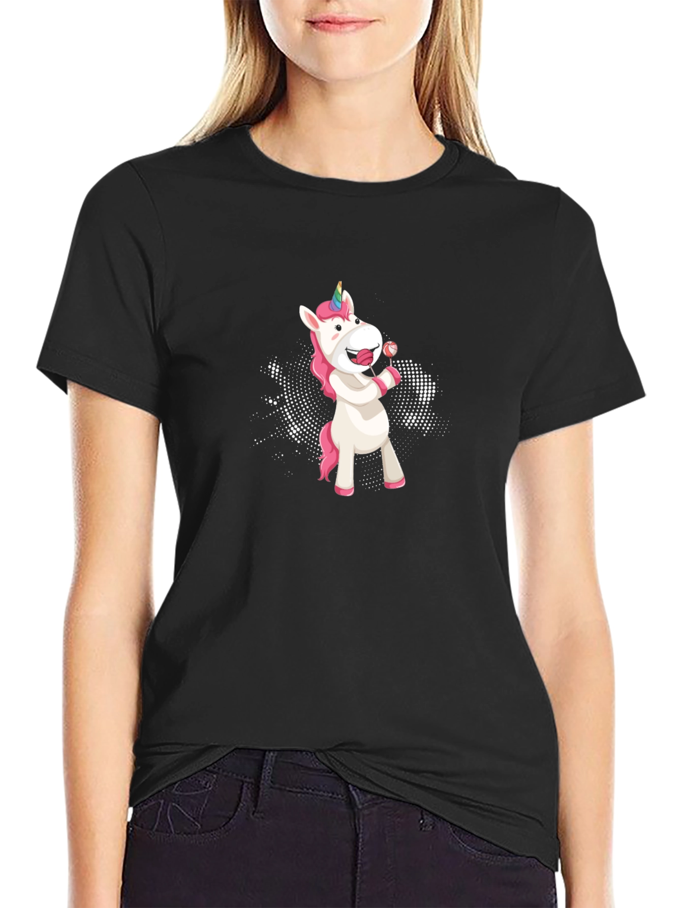 Unicorn Lollipop Black Graphic Tee