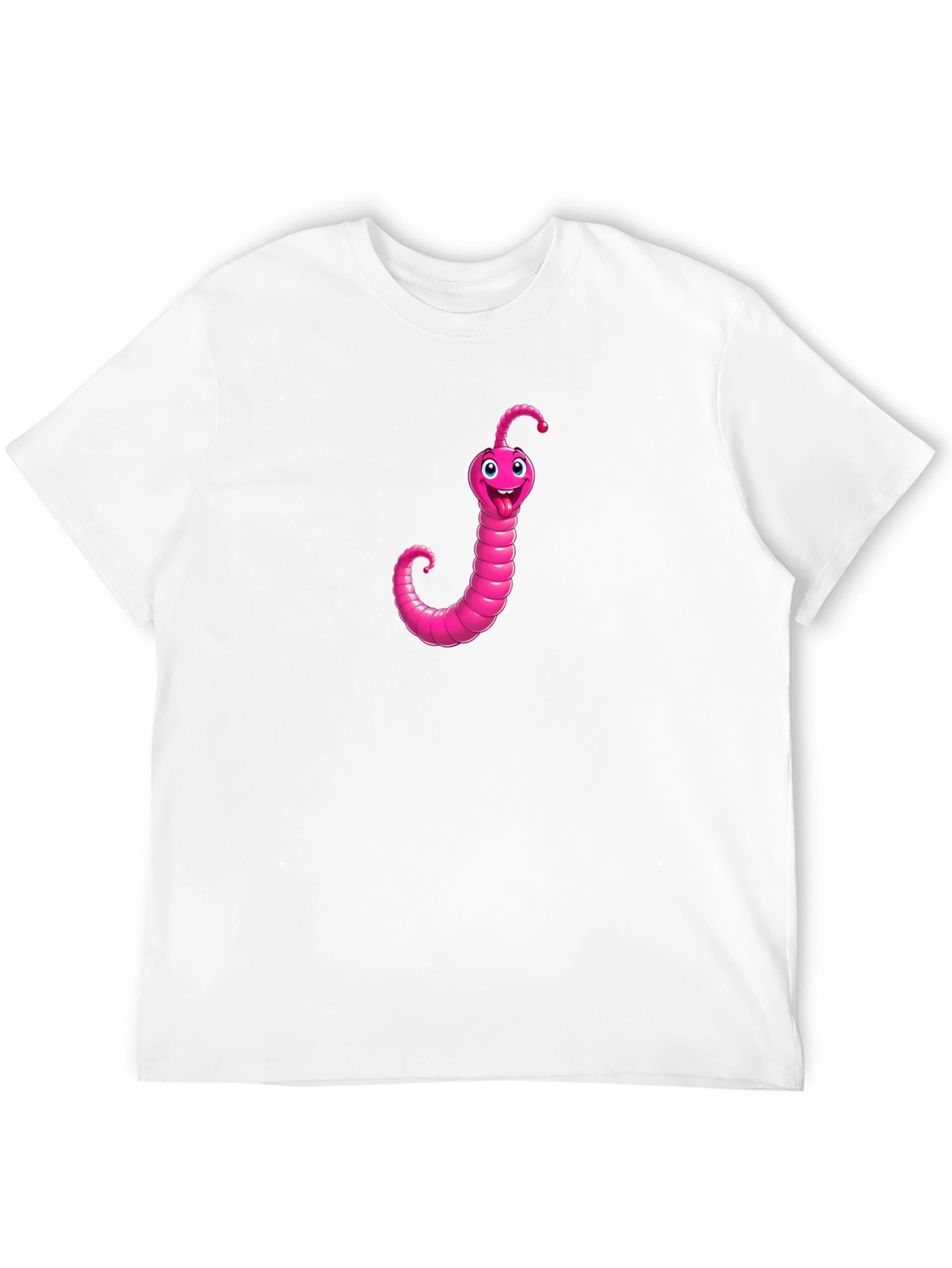 Pink Worm Graphic Black T-Shirt - Novelty Tee