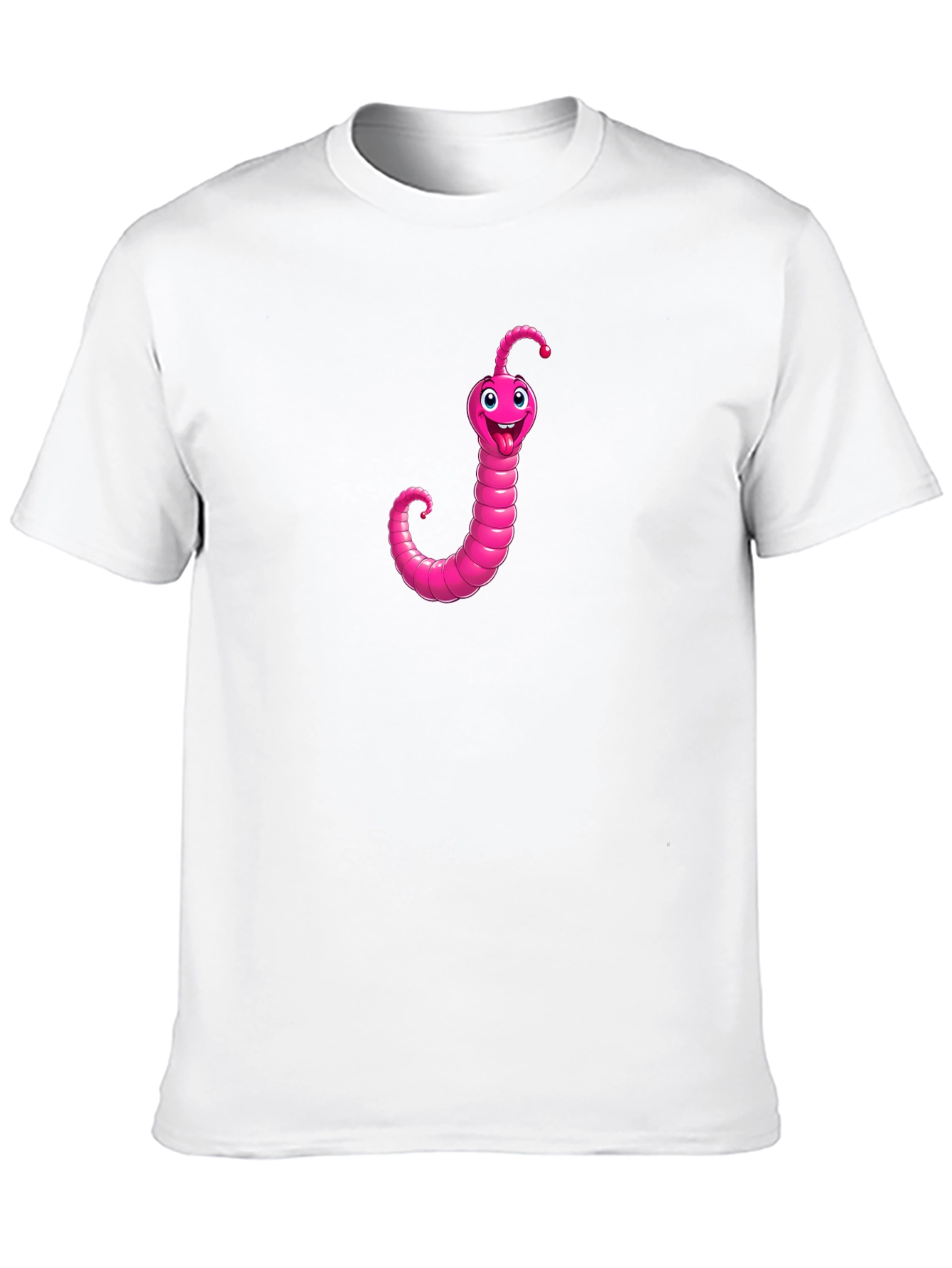 Pink Worm Graphic Black T-Shirt - Novelty Tee
