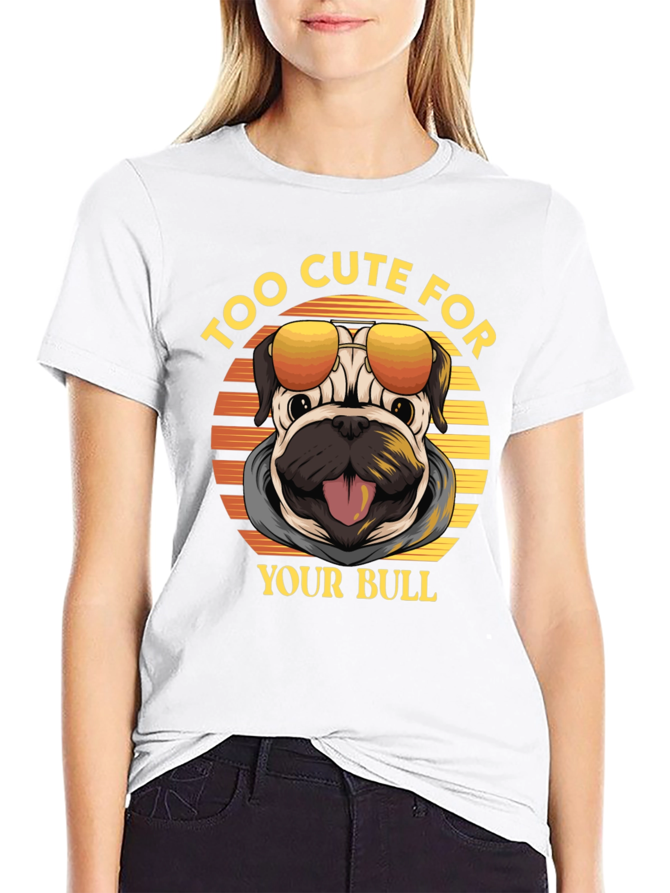 Too Cute Pug Graphic Tee - Funny Dog Shirt