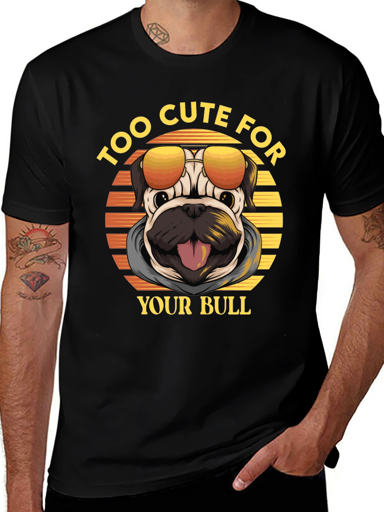Too Cute Pug Graphic Tee - Funny Dog Shirt