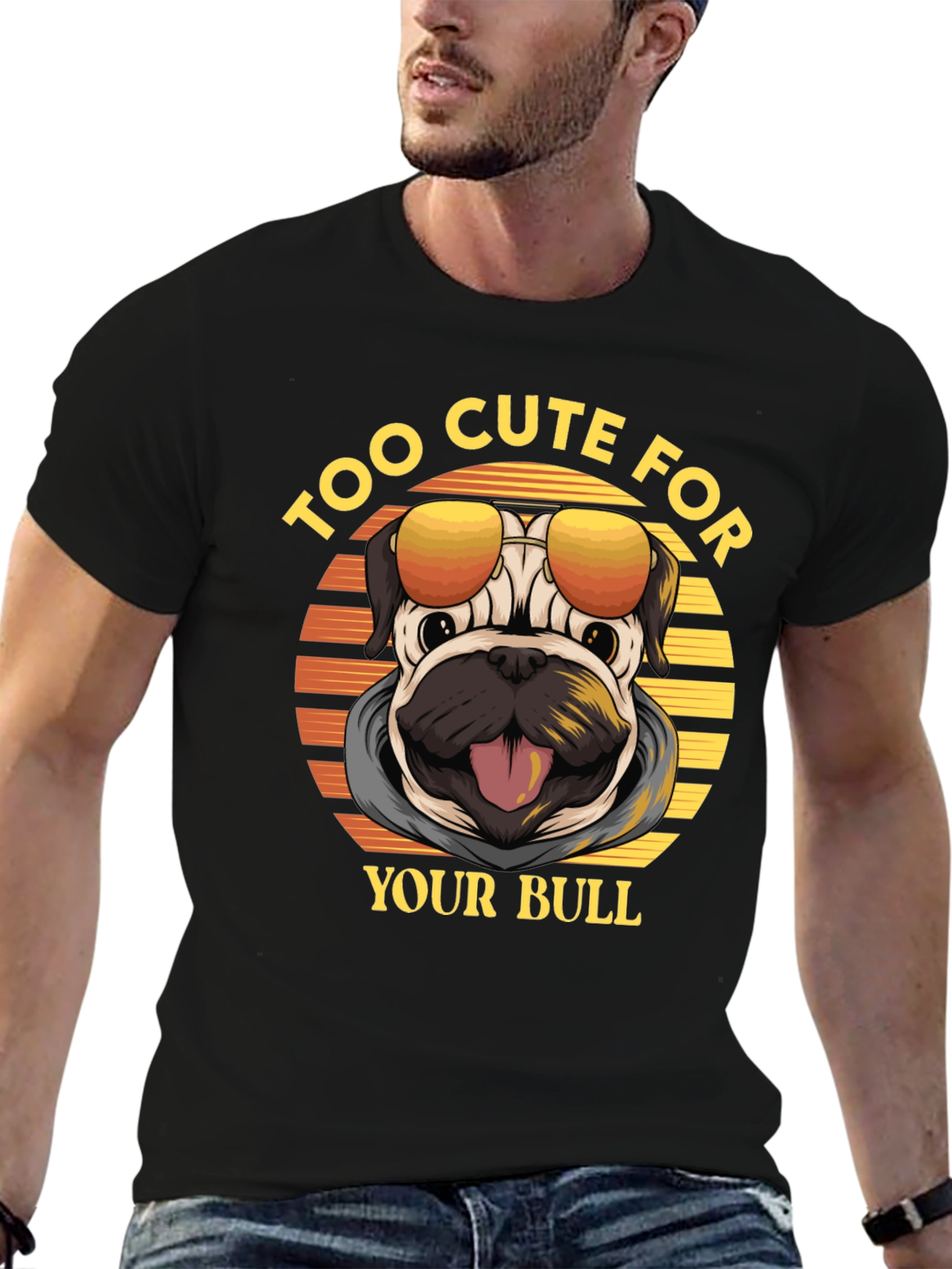 Too Cute Pug Graphic Tee - Funny Dog Shirt