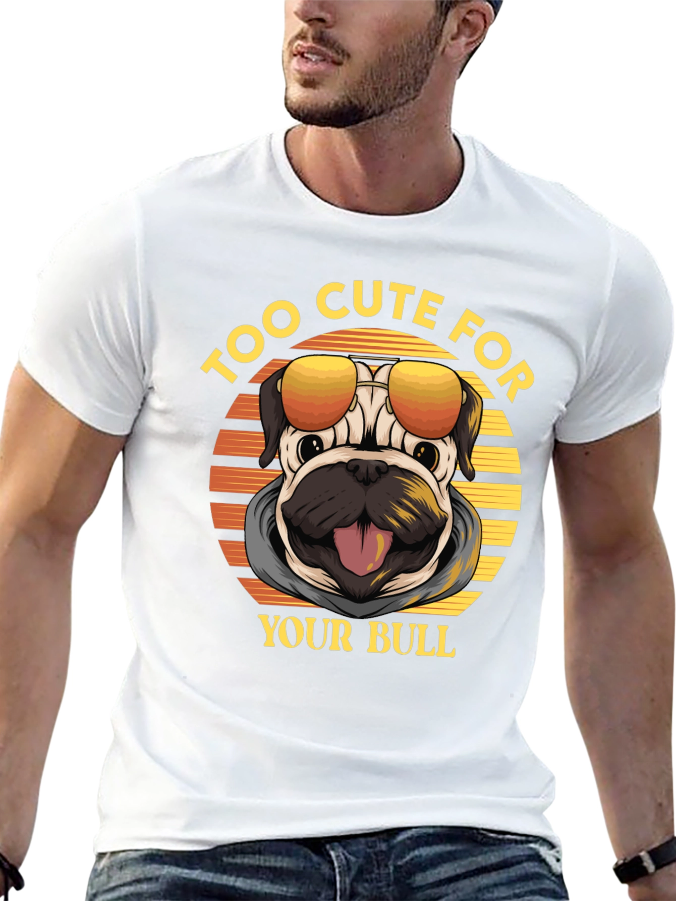 Too Cute Pug Graphic Tee - Funny Dog Shirt