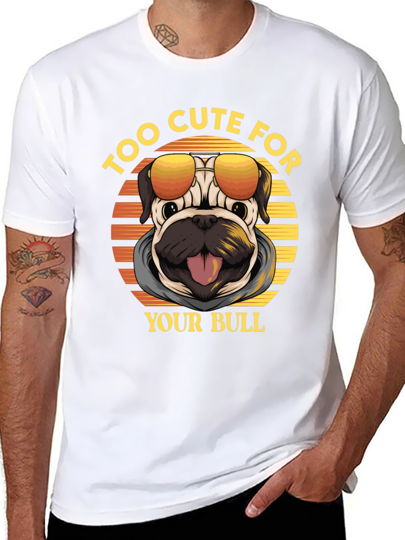 Too Cute Pug Graphic Tee - Funny Dog Shirt
