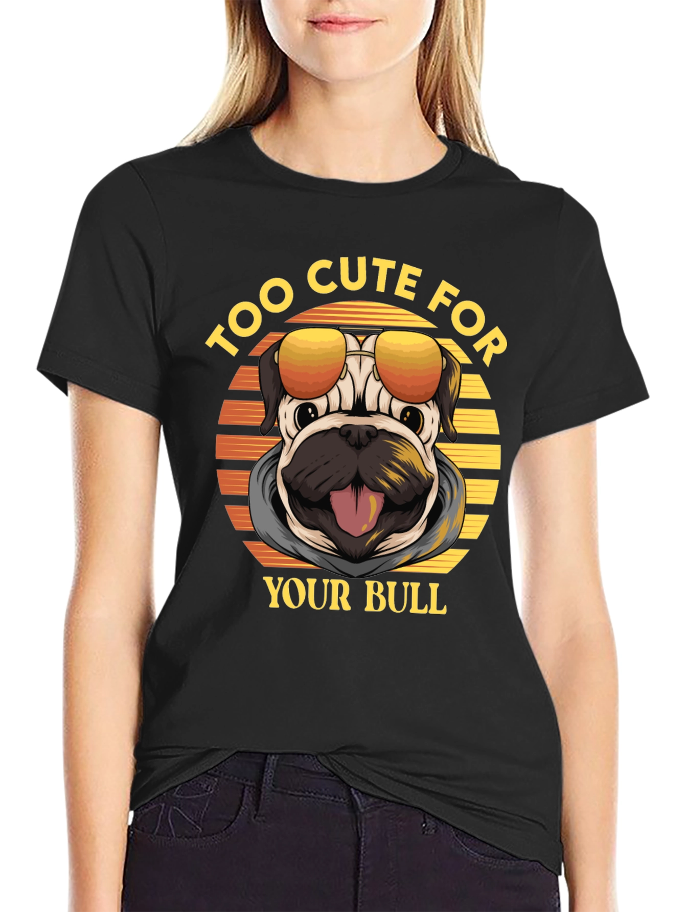 Too Cute Pug Graphic Tee - Funny Dog Shirt