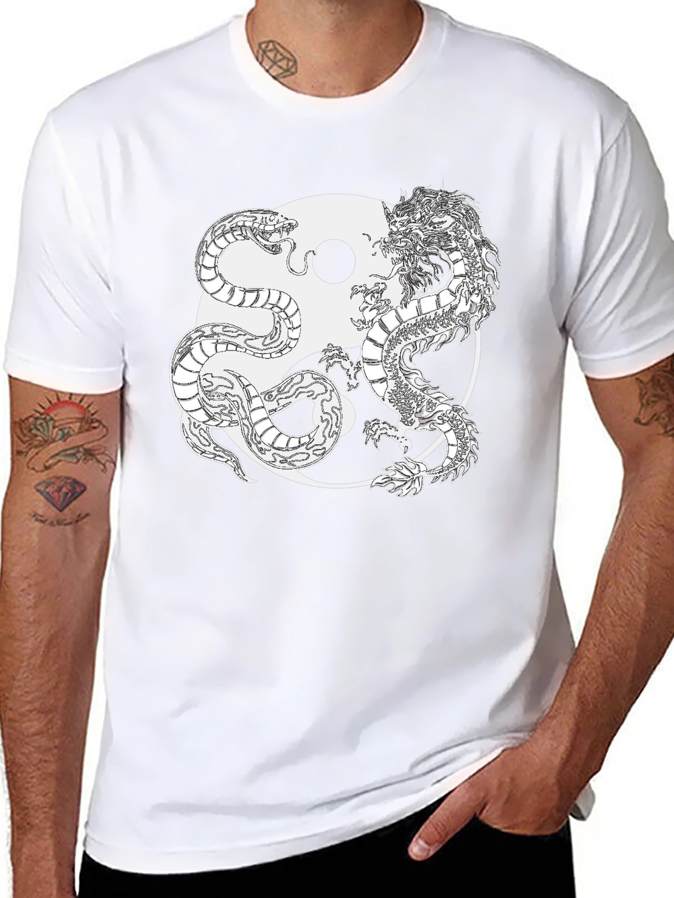 Yin Yang Dragon & Snake Graphic Tee
