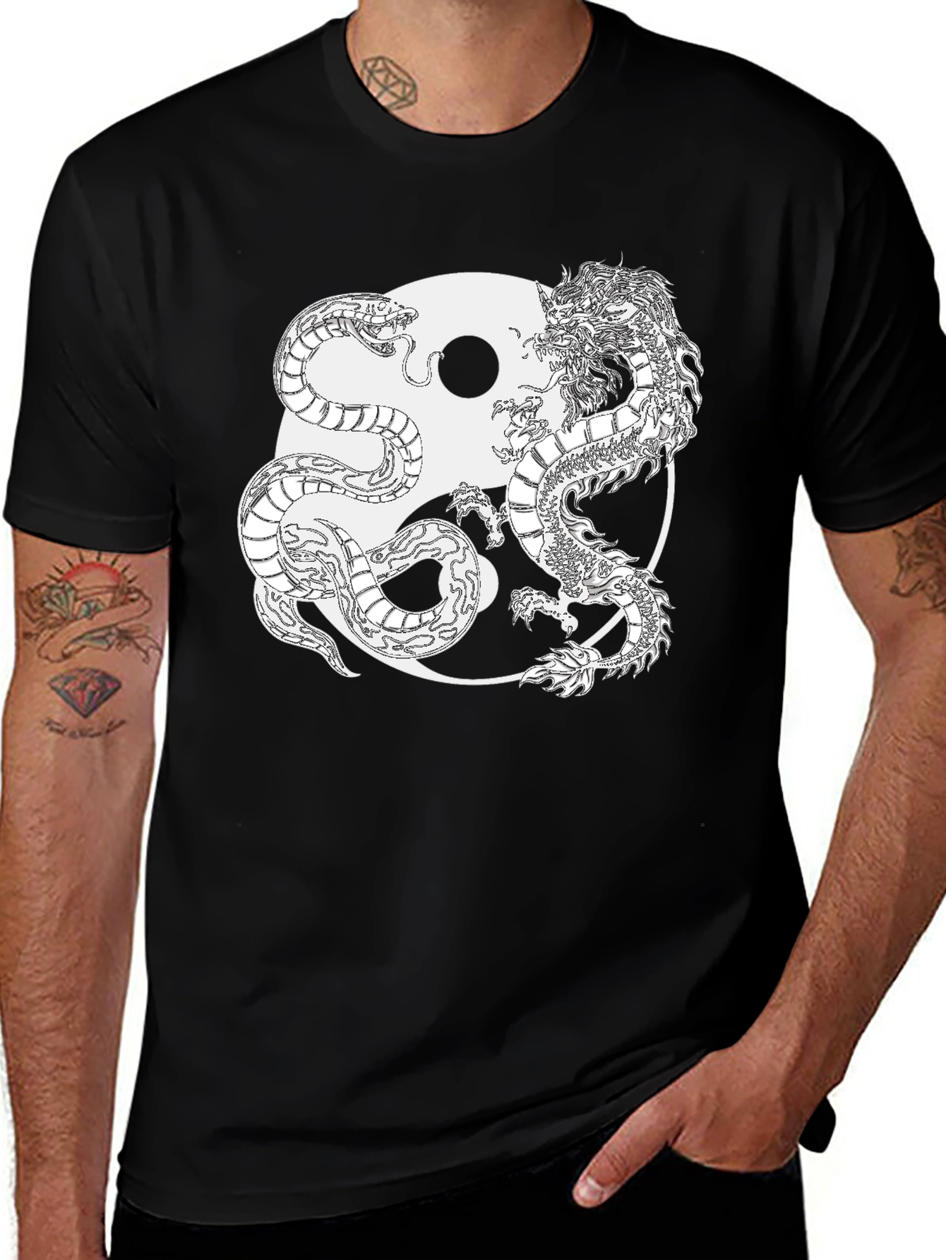 Yin Yang Dragon & Snake Graphic Tee
