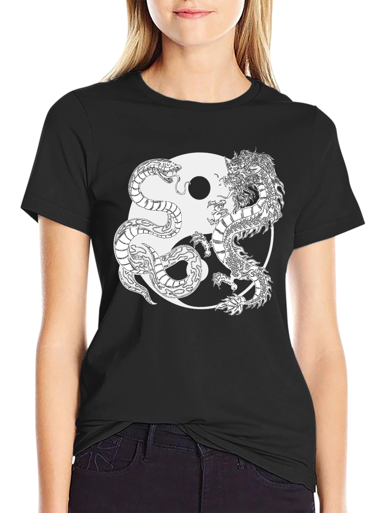 Yin Yang Dragon & Snake Graphic Tee