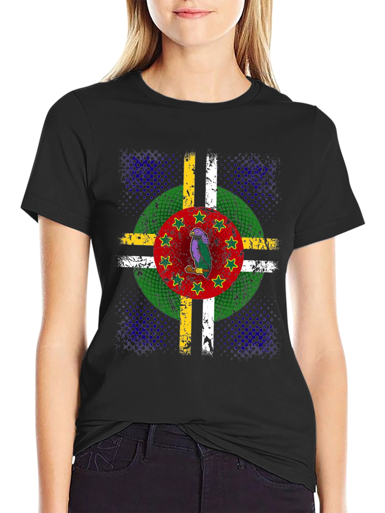 Dominica Flag Parrot Graphic T-Shirt
