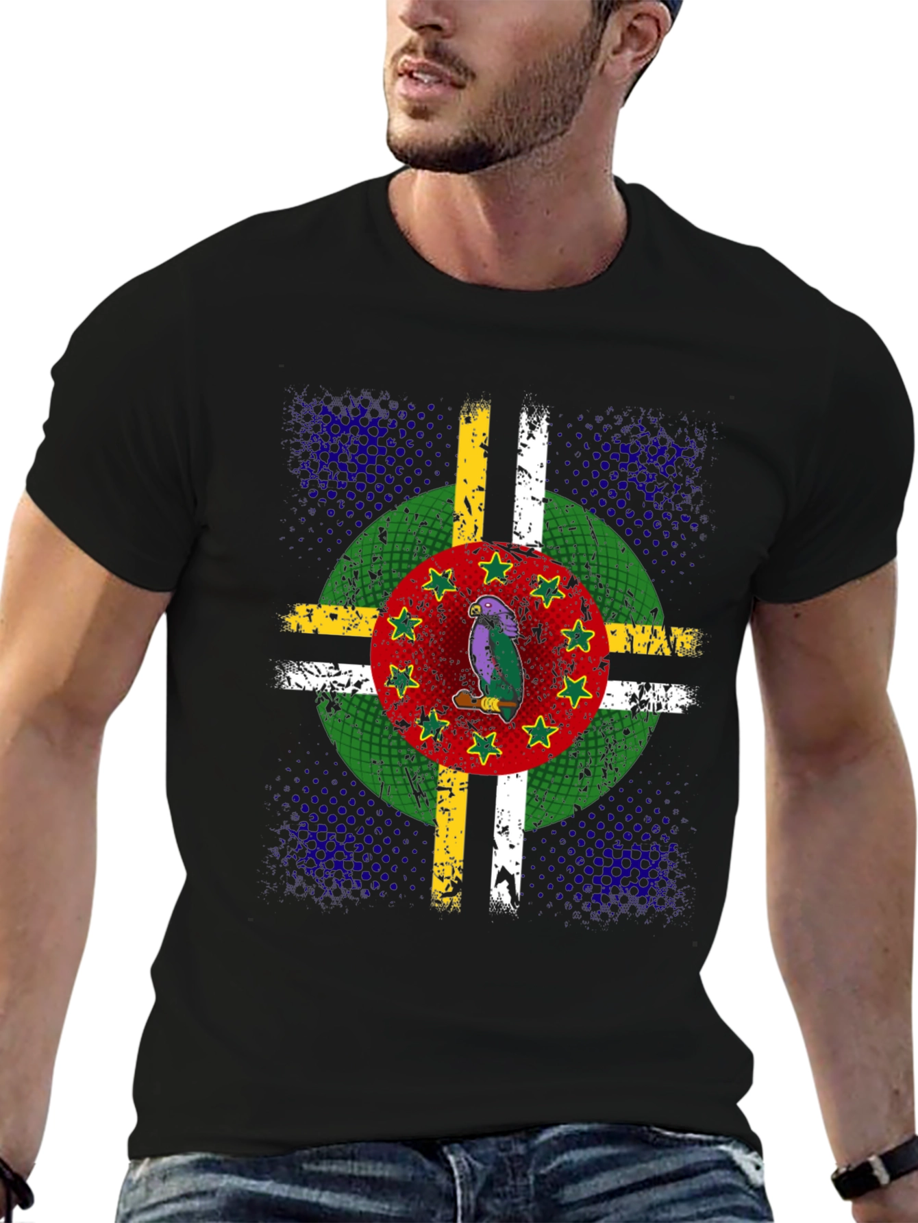 Dominica Flag Parrot Graphic T-Shirt