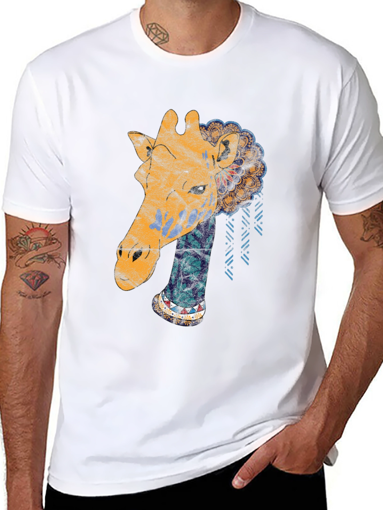 Giraffe Graphic Print Mens T-Shirt