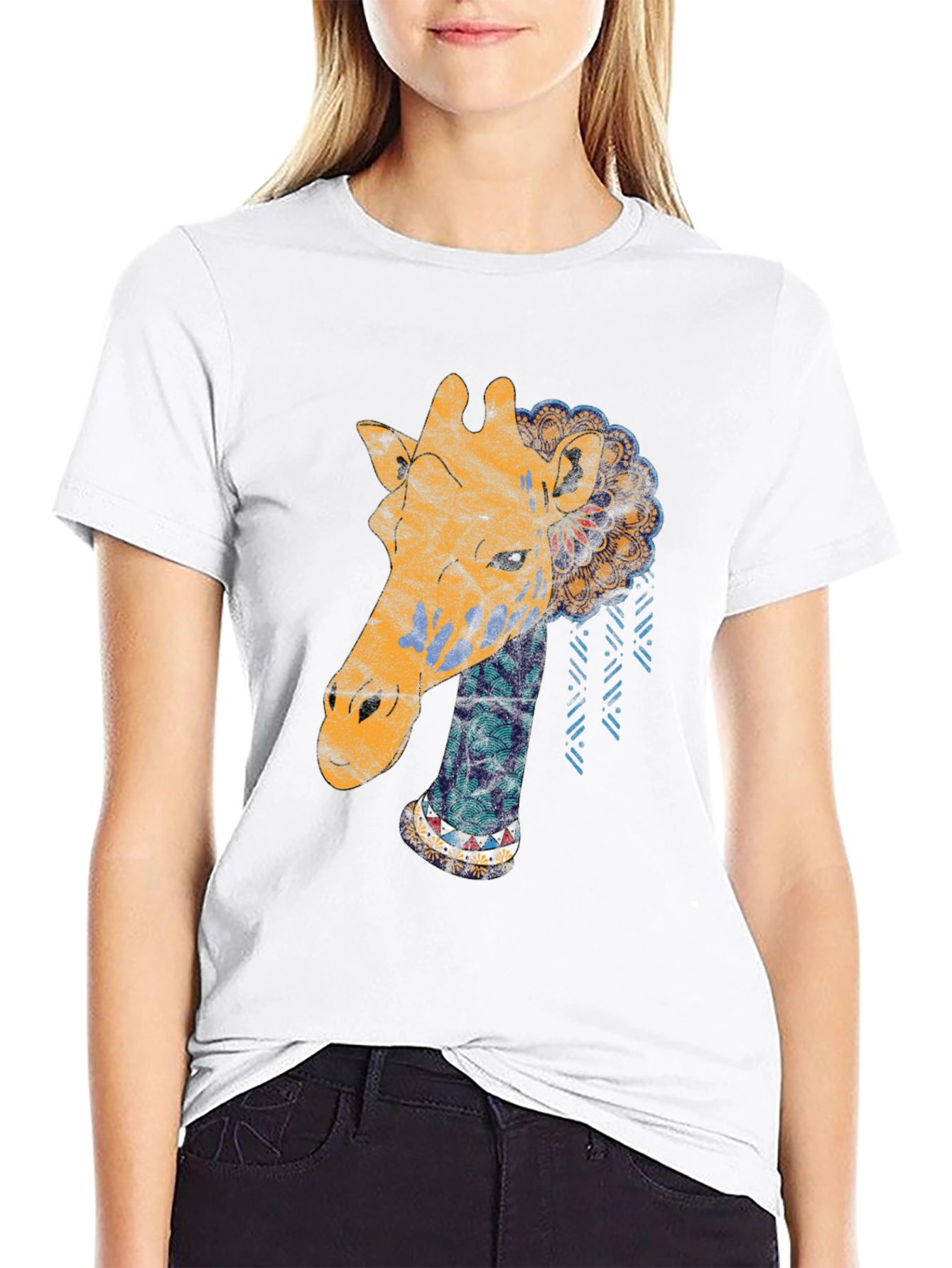 Giraffe Graphic Print Mens T-Shirt