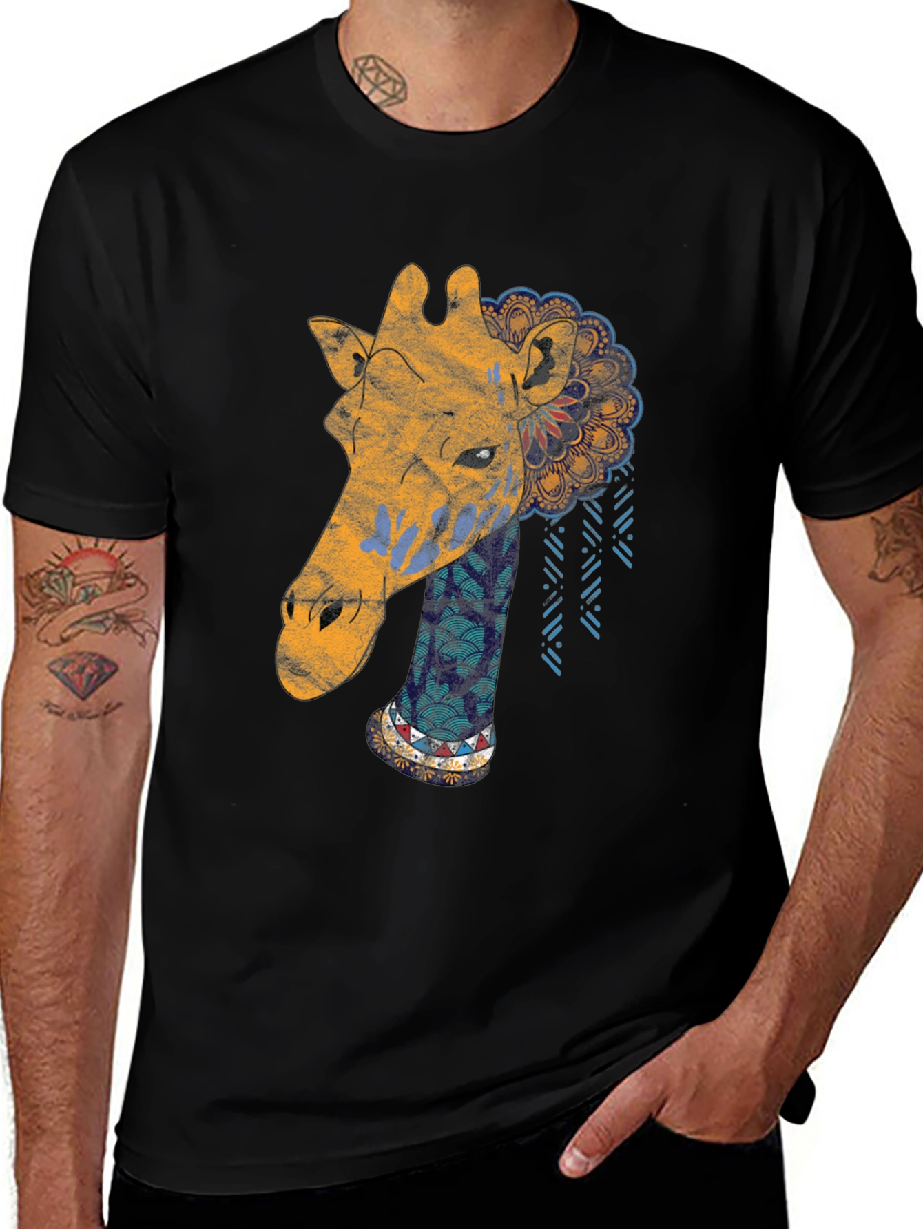 Giraffe Graphic Print Mens T-Shirt