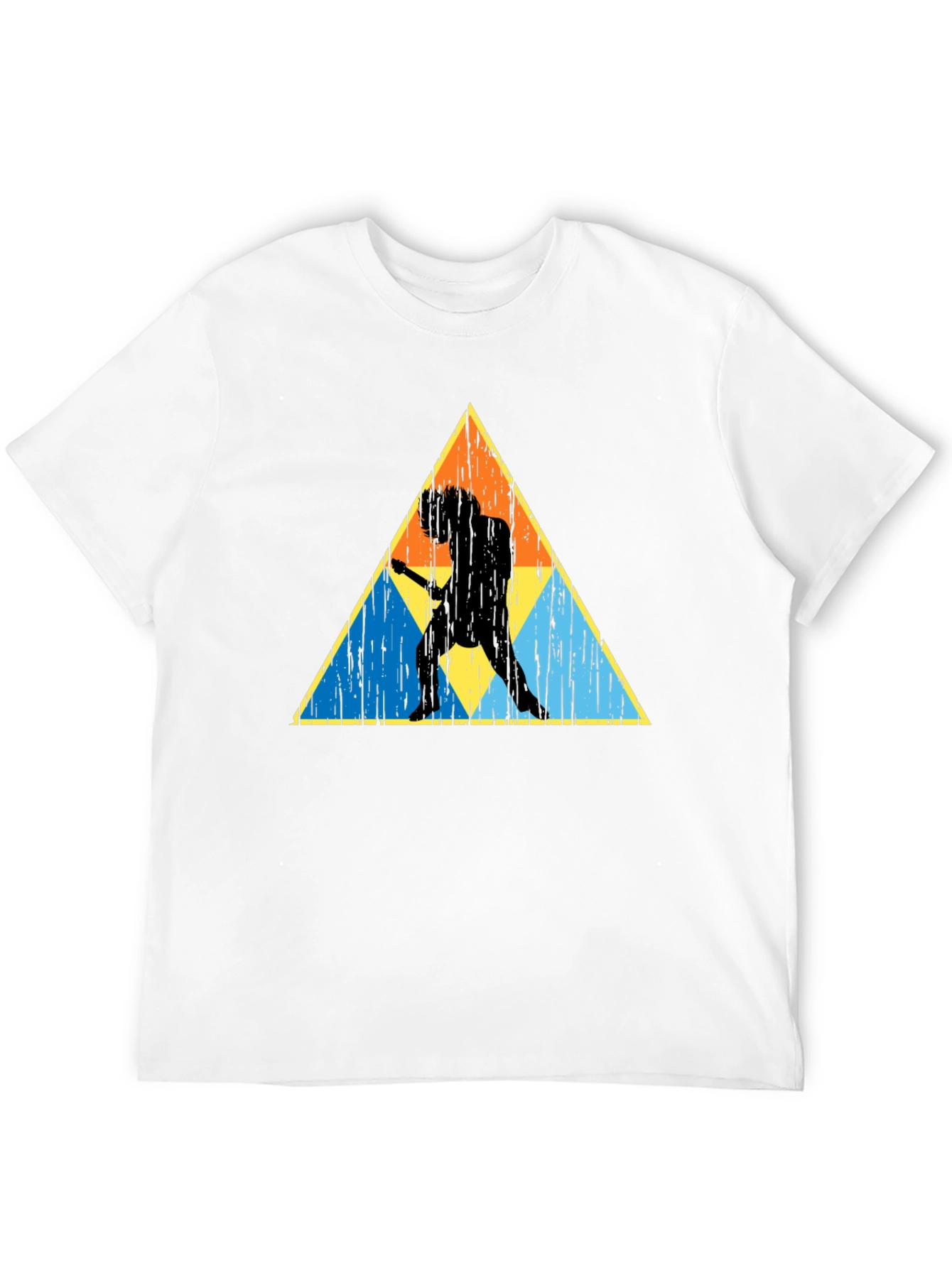 Retro Guitarist Triangle Graphic T-Shirt