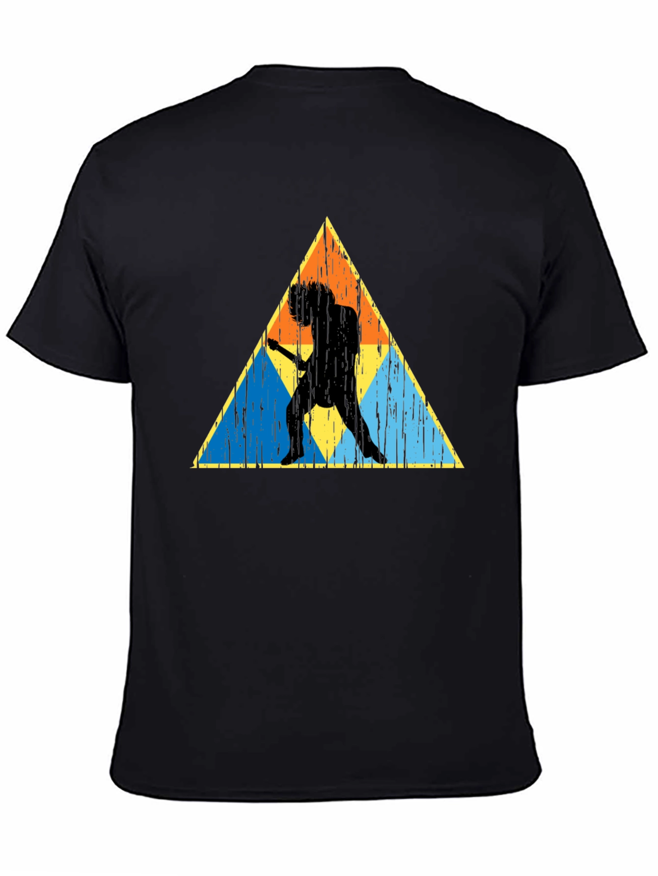 Retro Guitarist Triangle Graphic T-Shirt