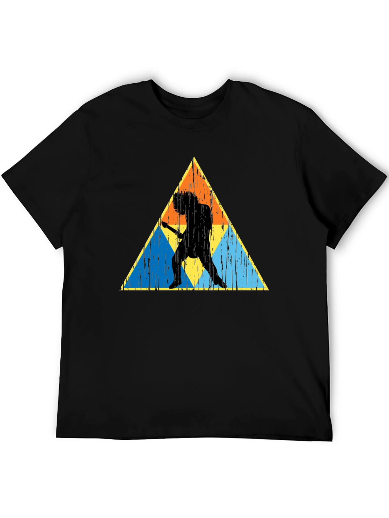 Retro Guitarist Triangle Graphic T-Shirt