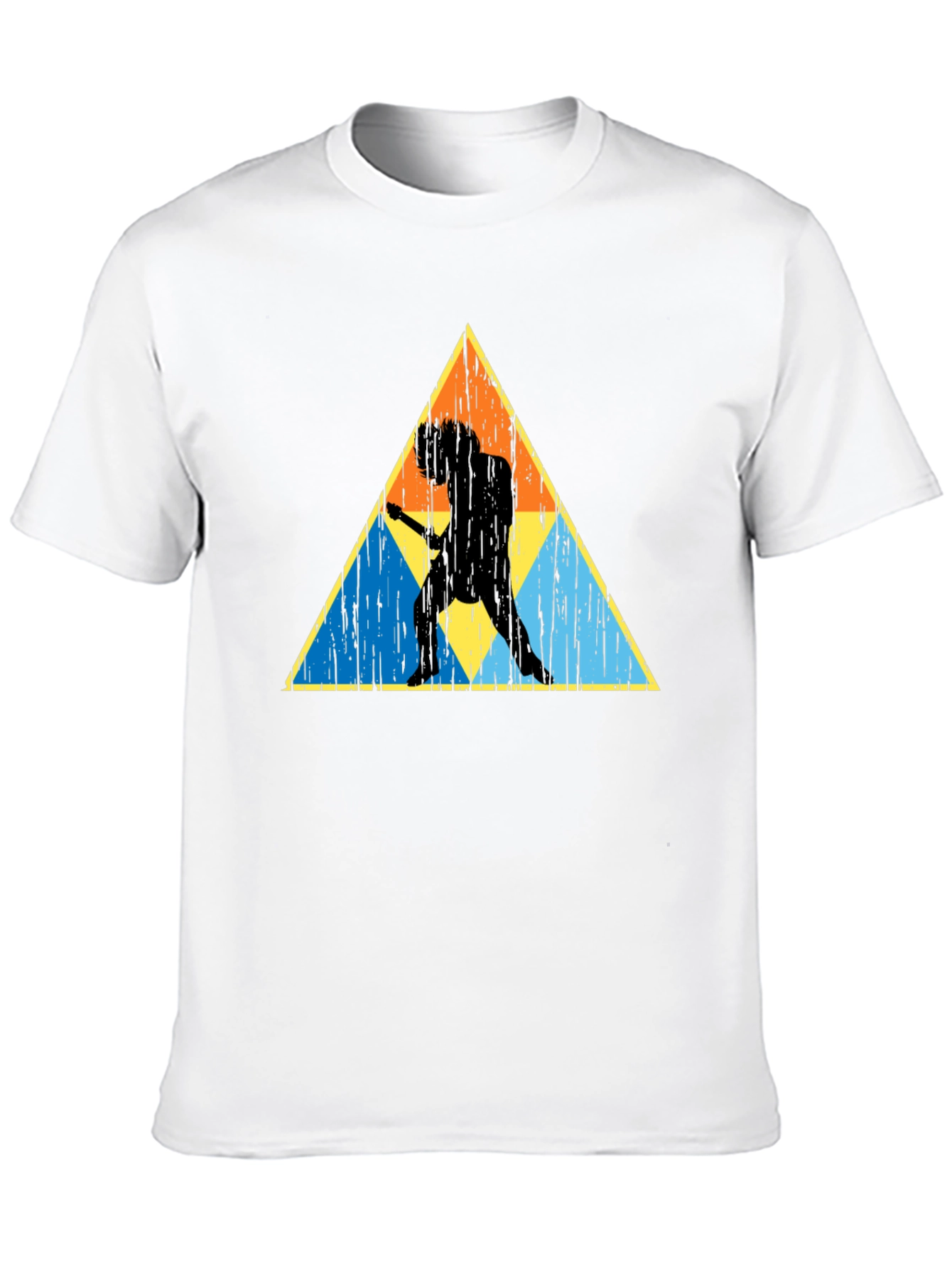 Retro Guitarist Triangle Graphic T-Shirt