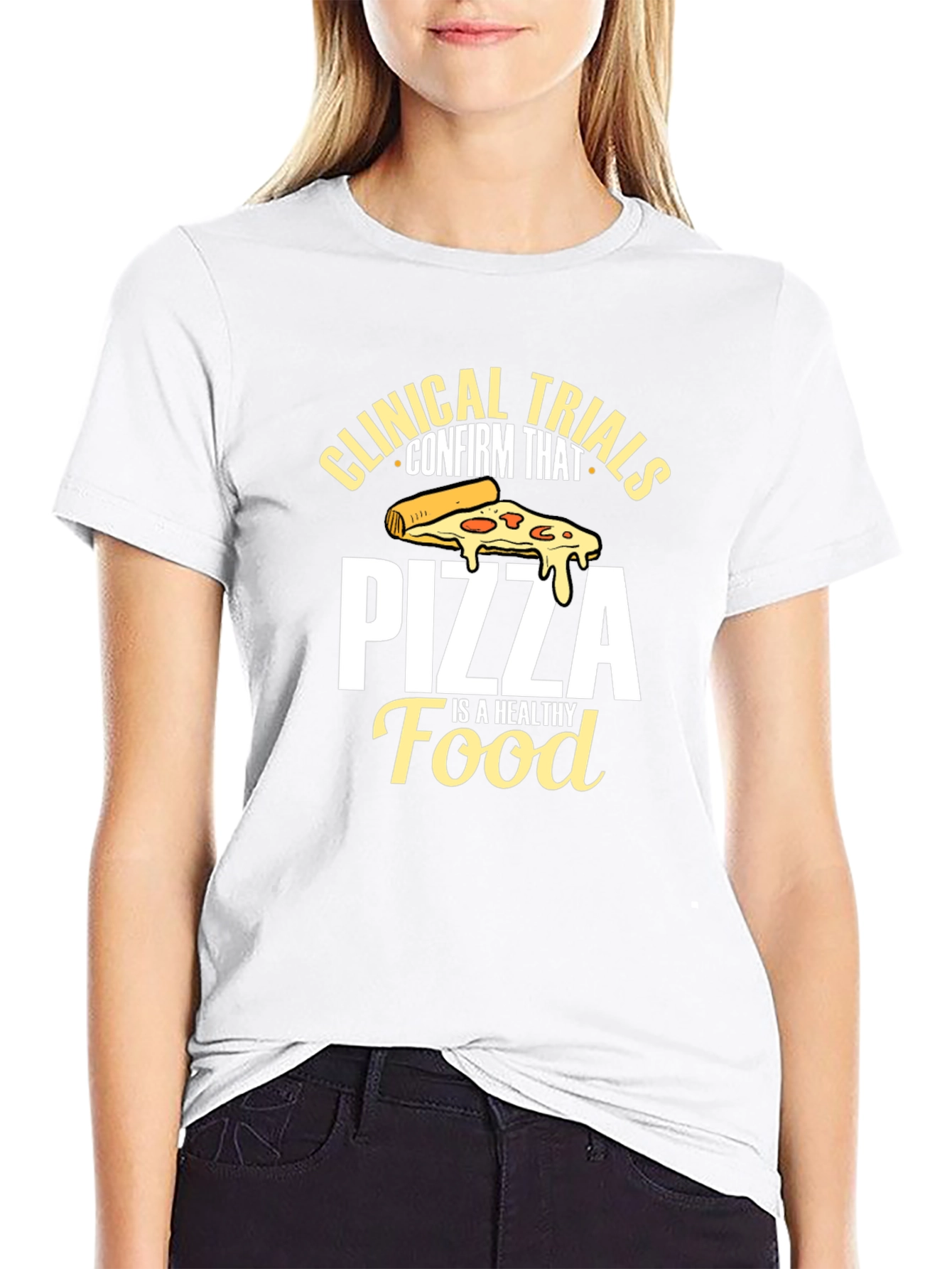 Pizza Is Healthy Food Black T-Shirt