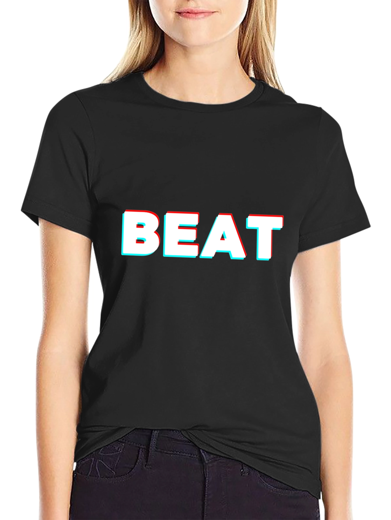 Trendy BEAT 3D Effect Black T-Shirt