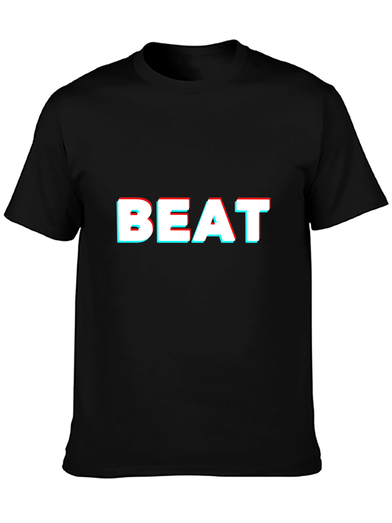 Trendy BEAT 3D Effect Black T-Shirt