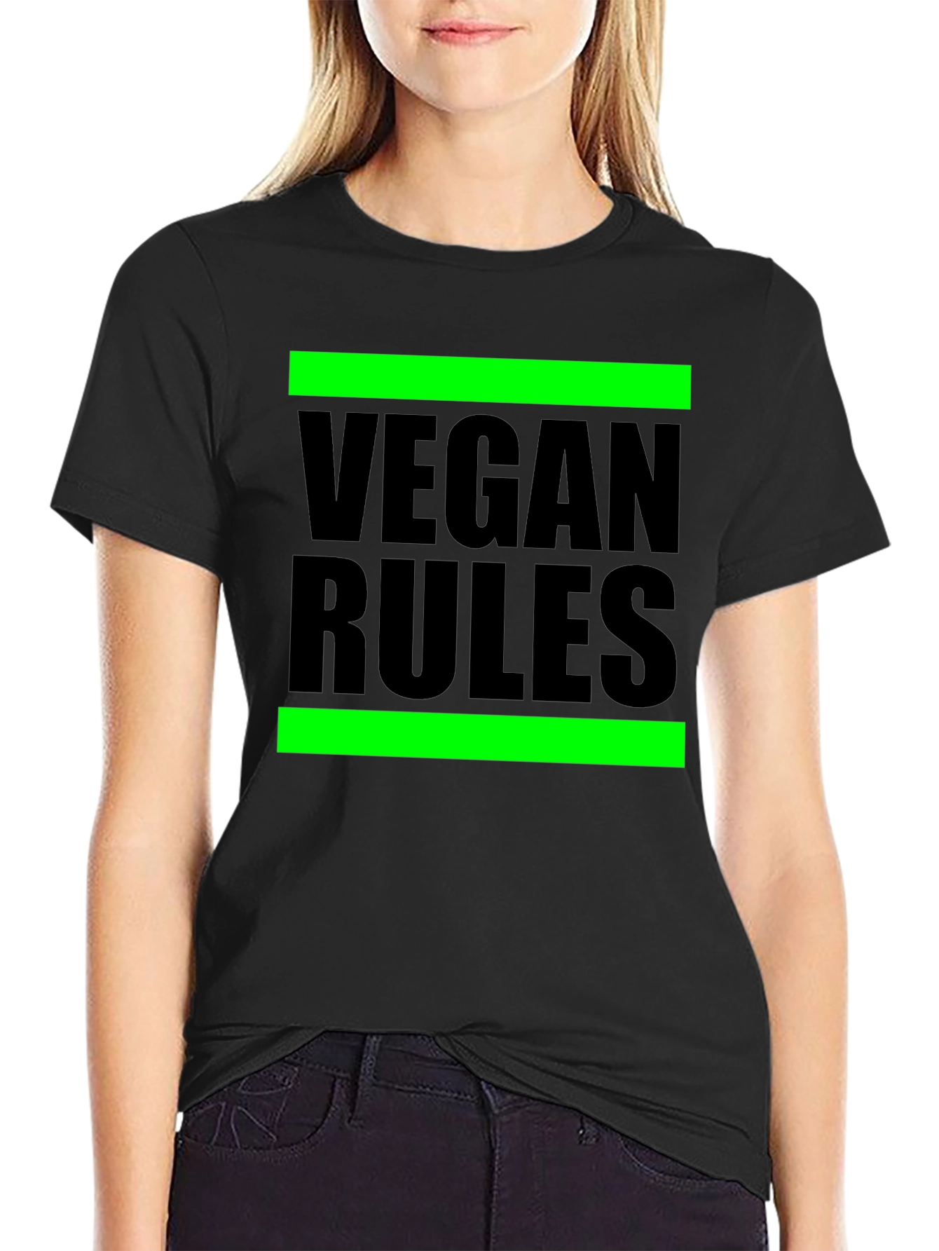 Vegan Rules Graphic Tee - Black