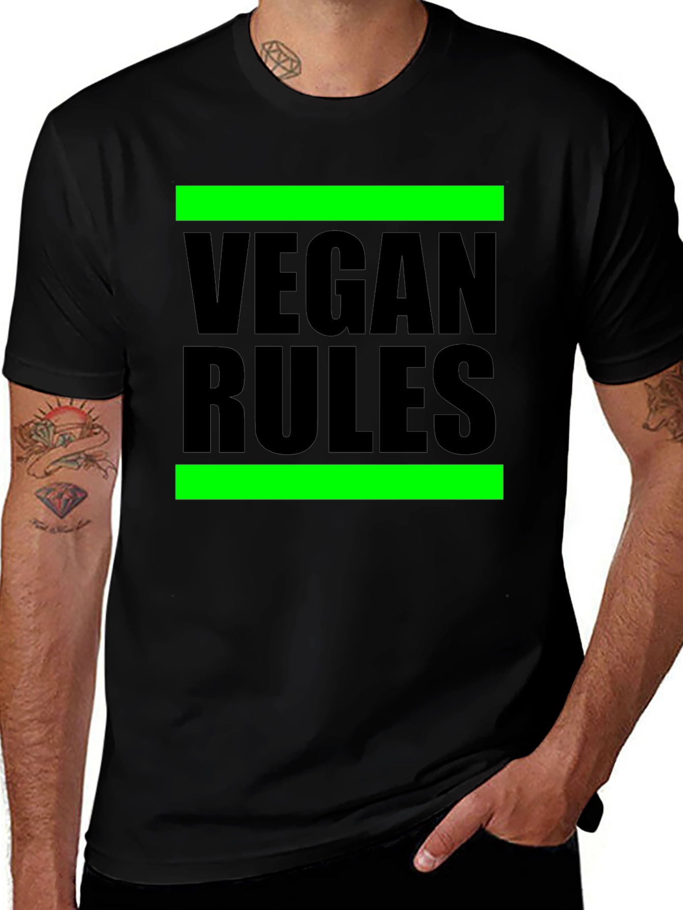Vegan Rules Graphic Tee - Black