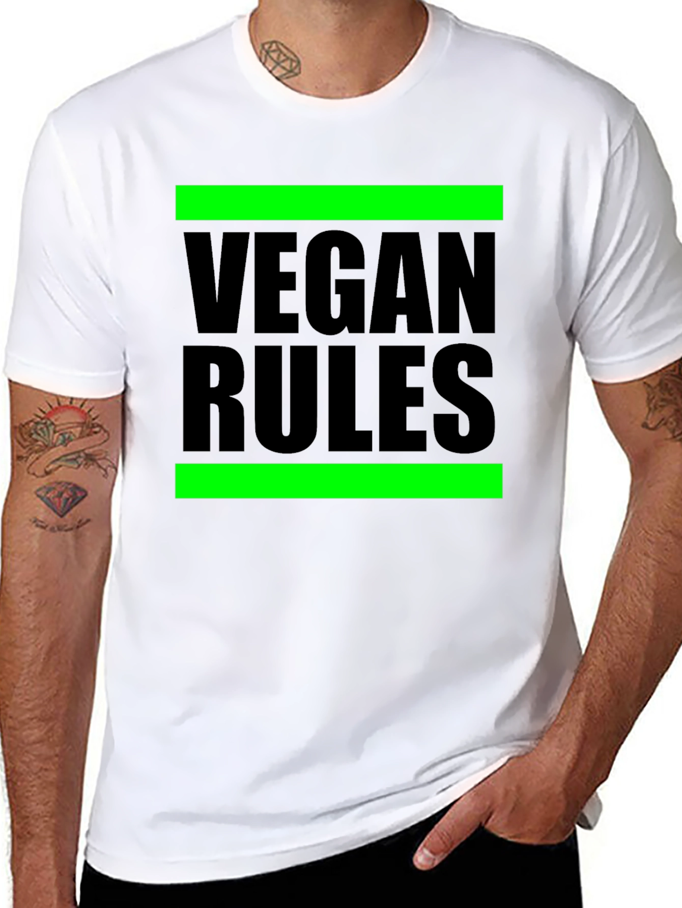 Vegan Rules Graphic Tee - Black