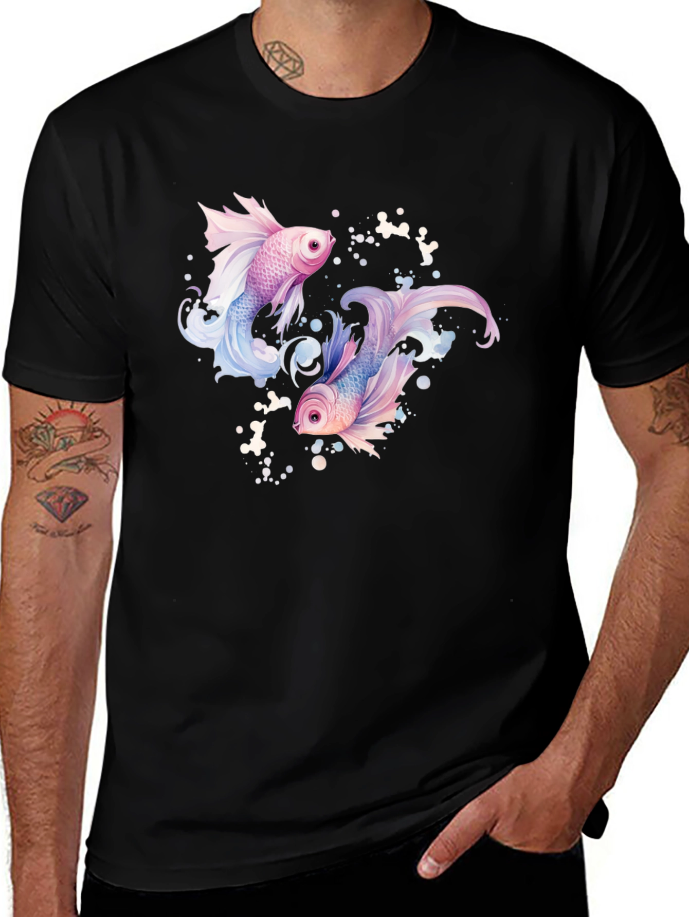 Fish Graphic Black T-Shirt