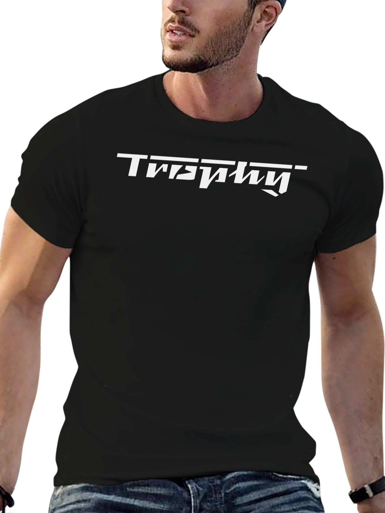 Black Trophy Graphic Tee - Modern Style