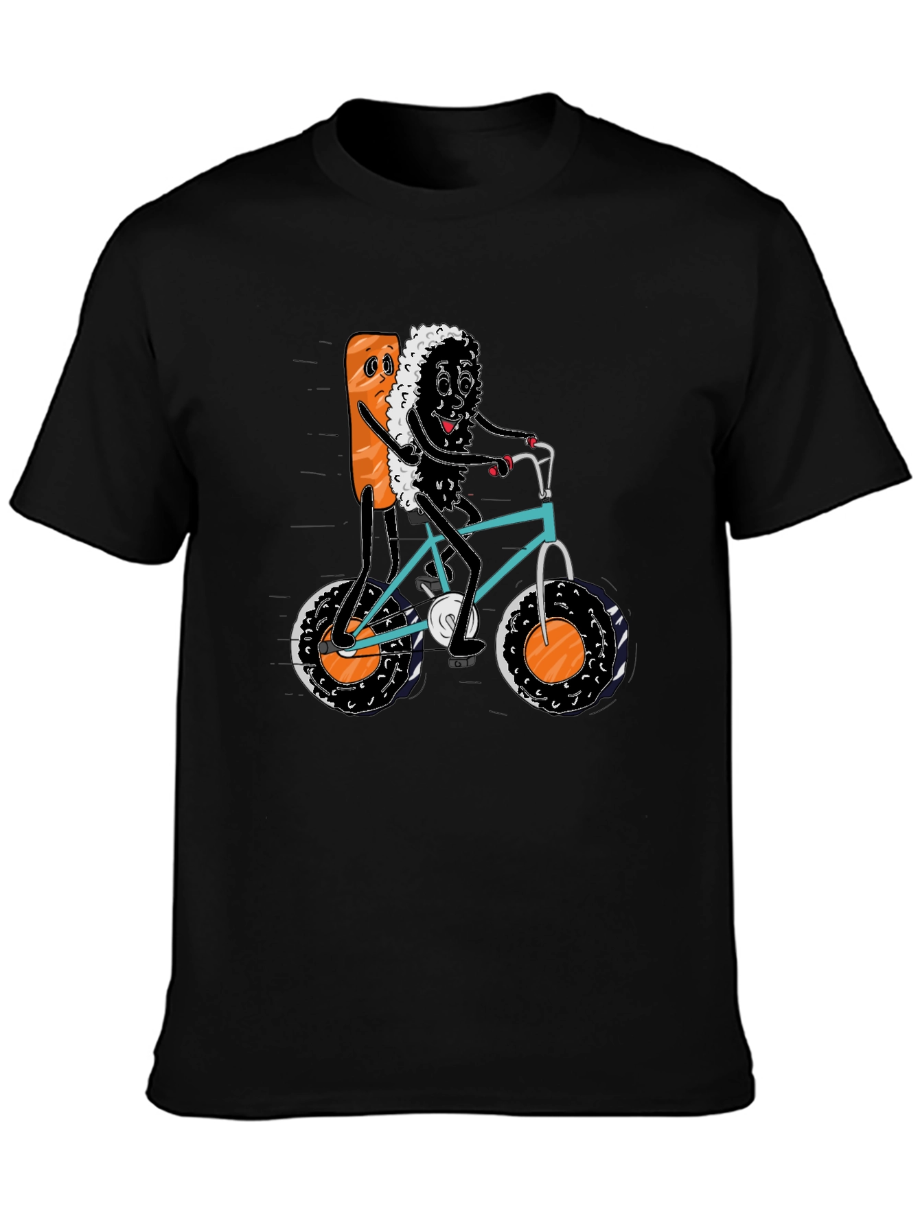 Sushi Bike Ride Black T-Shirt