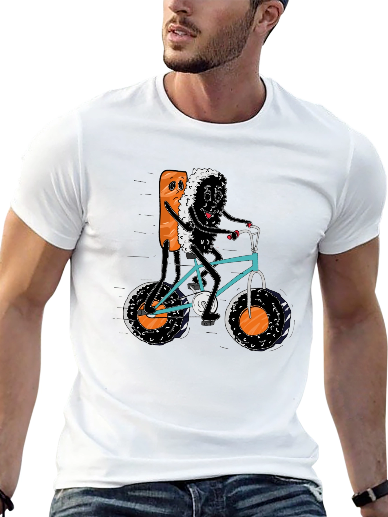 Sushi Bike Ride Black T-Shirt
