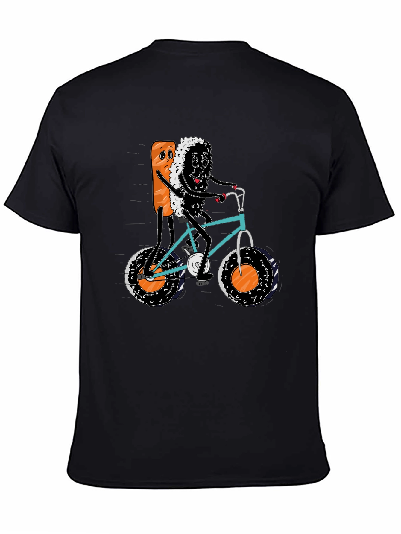 Sushi Bike Ride Black T-Shirt