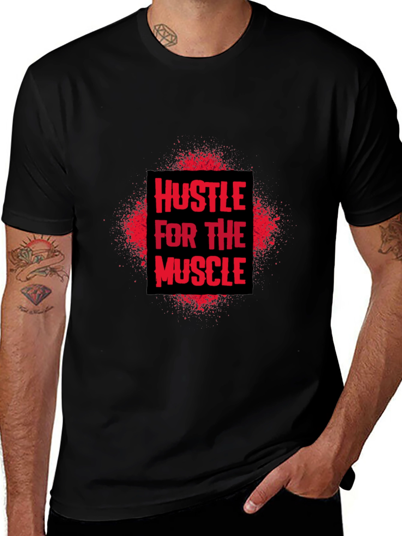 Hustle for the Muscle Graphic T-Shirt - Black