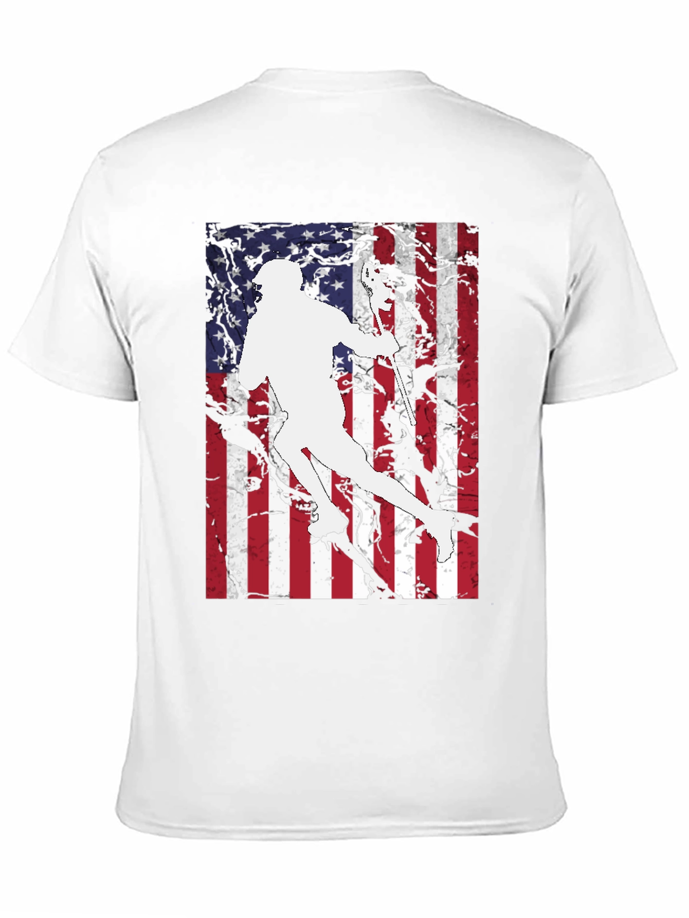 Lacrosse Player American Flag T-Shirt