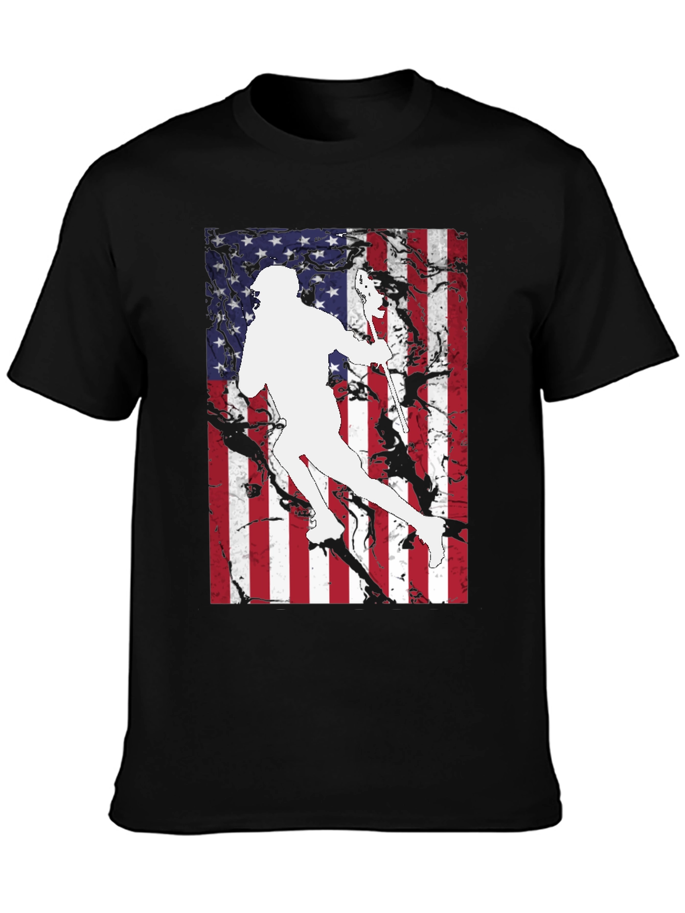 Lacrosse Player American Flag T-Shirt