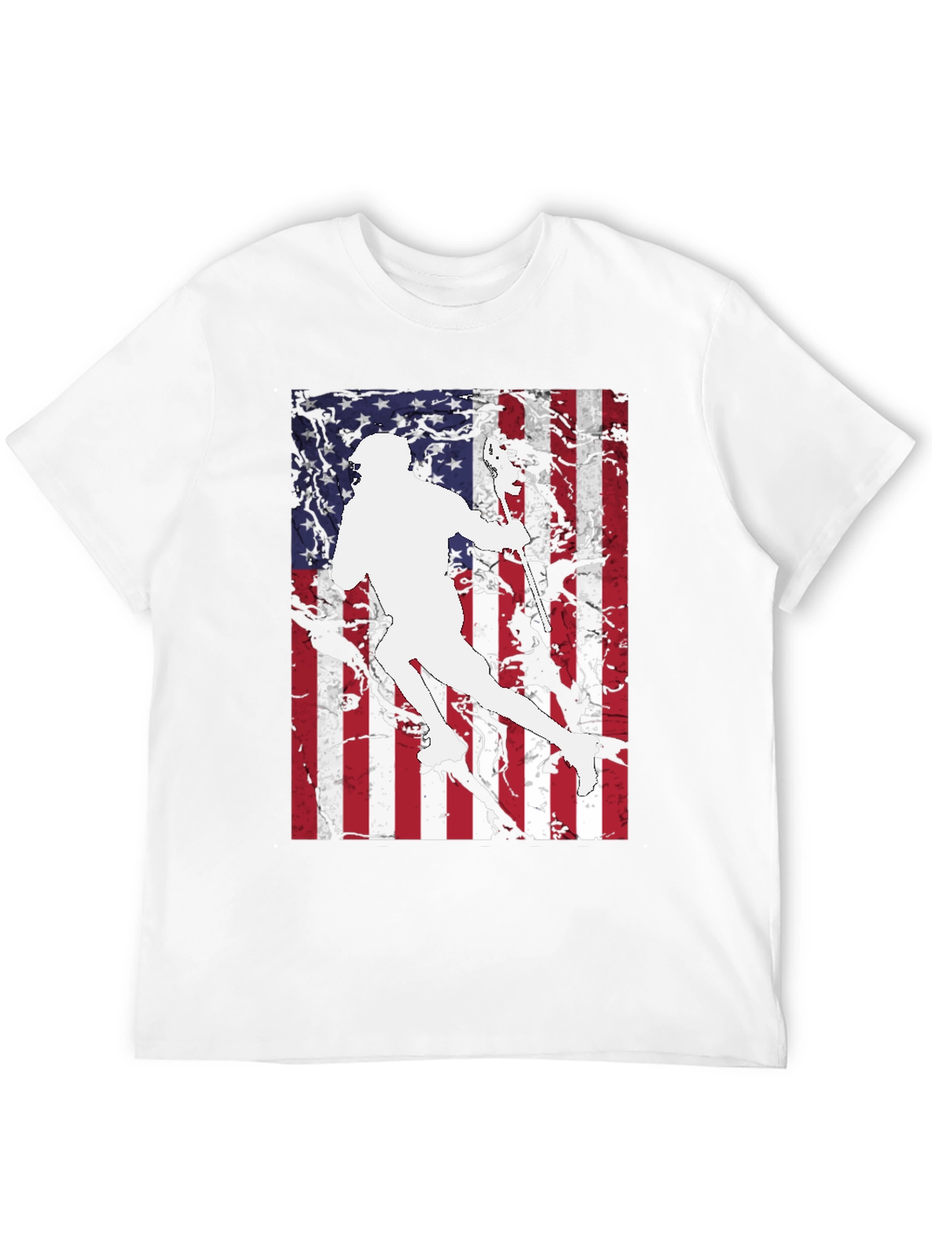 Lacrosse Player American Flag T-Shirt
