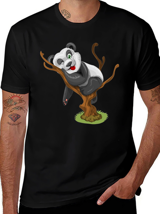 Cartoon Panda Bear on Tree T-Shirt