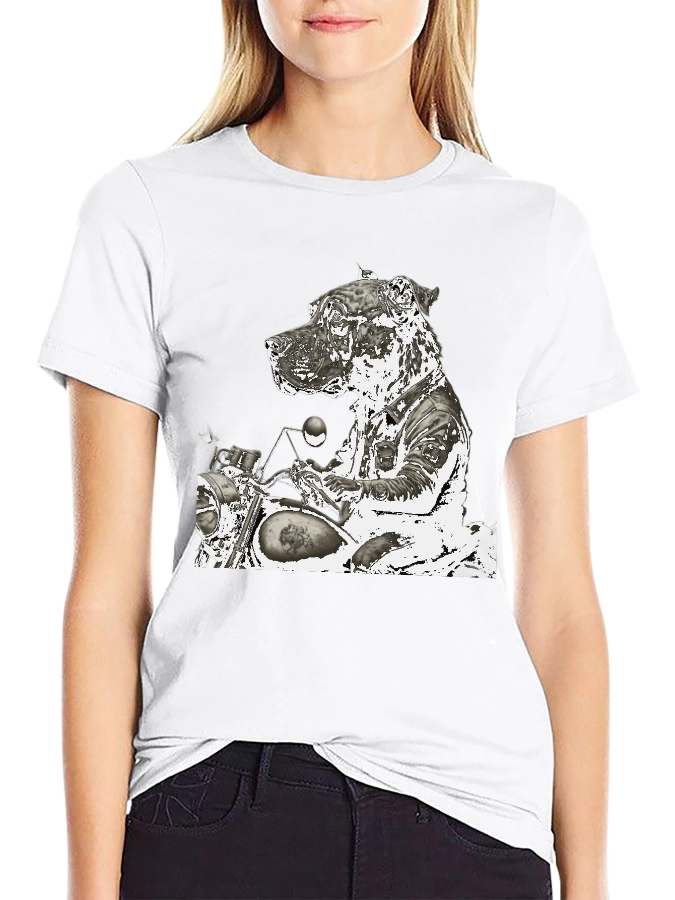Dog Biker Graphic T-Shirt - Black