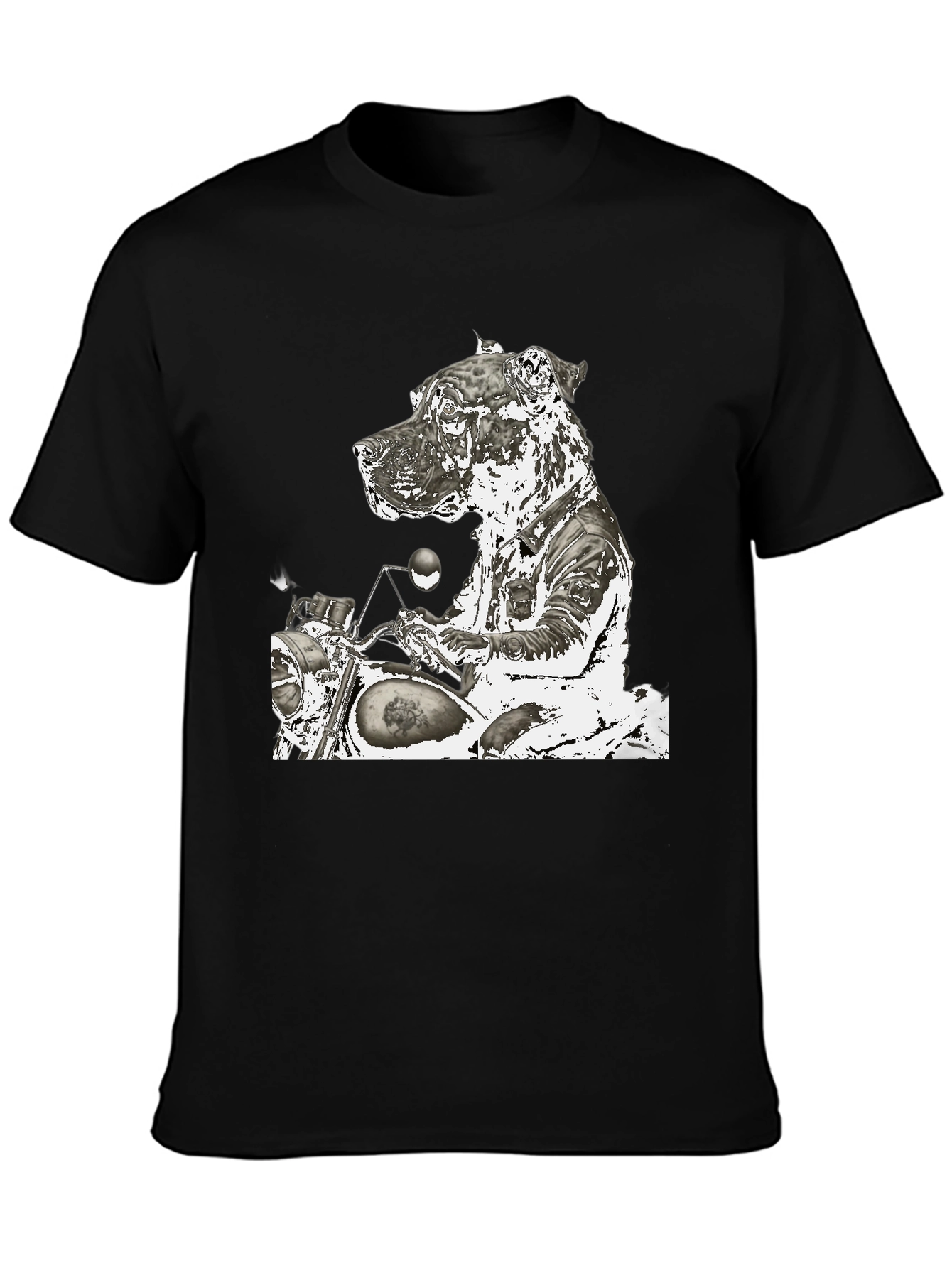 Dog Biker Graphic T-Shirt - Black
