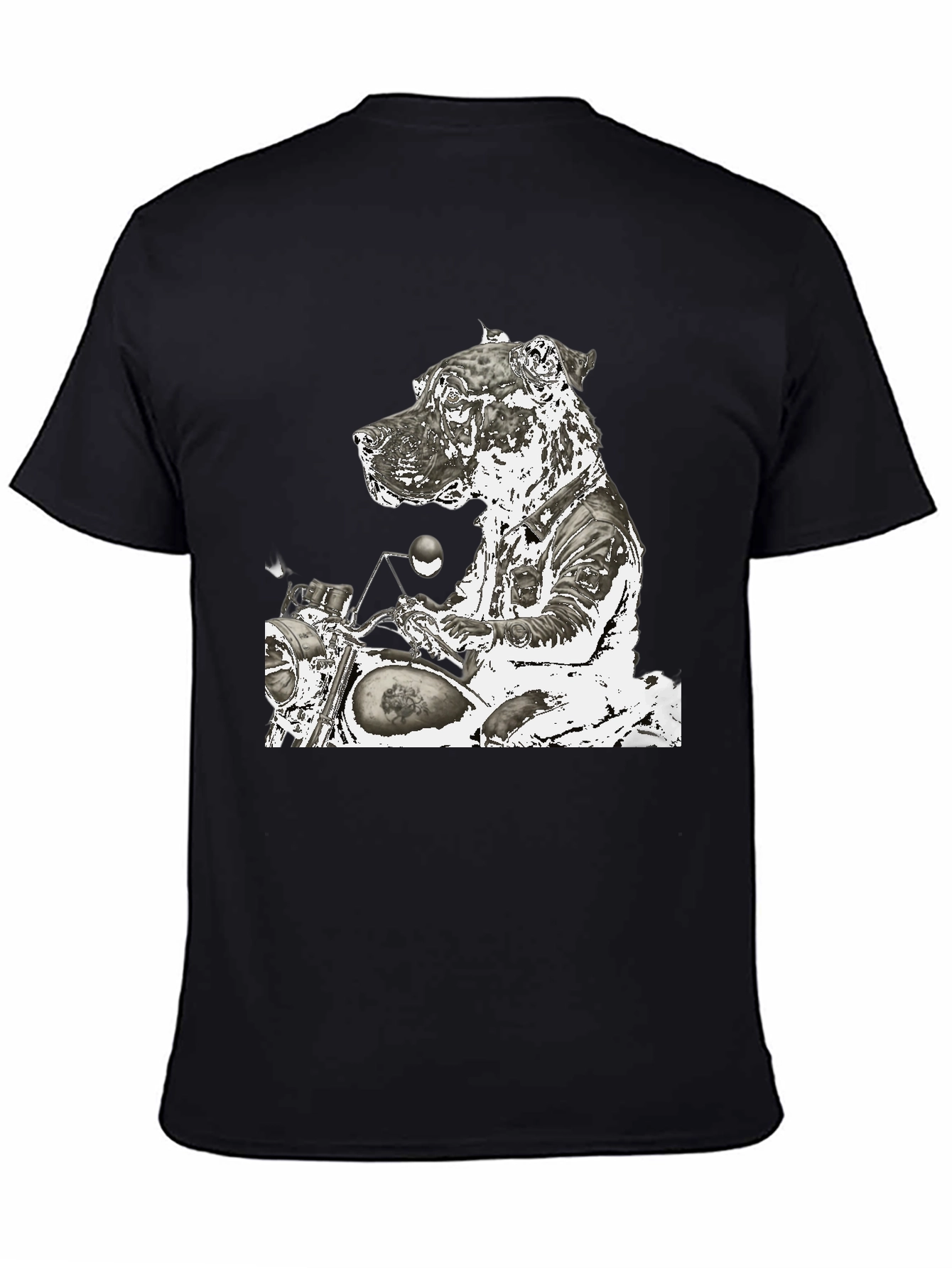 Dog Biker Graphic T-Shirt - Black