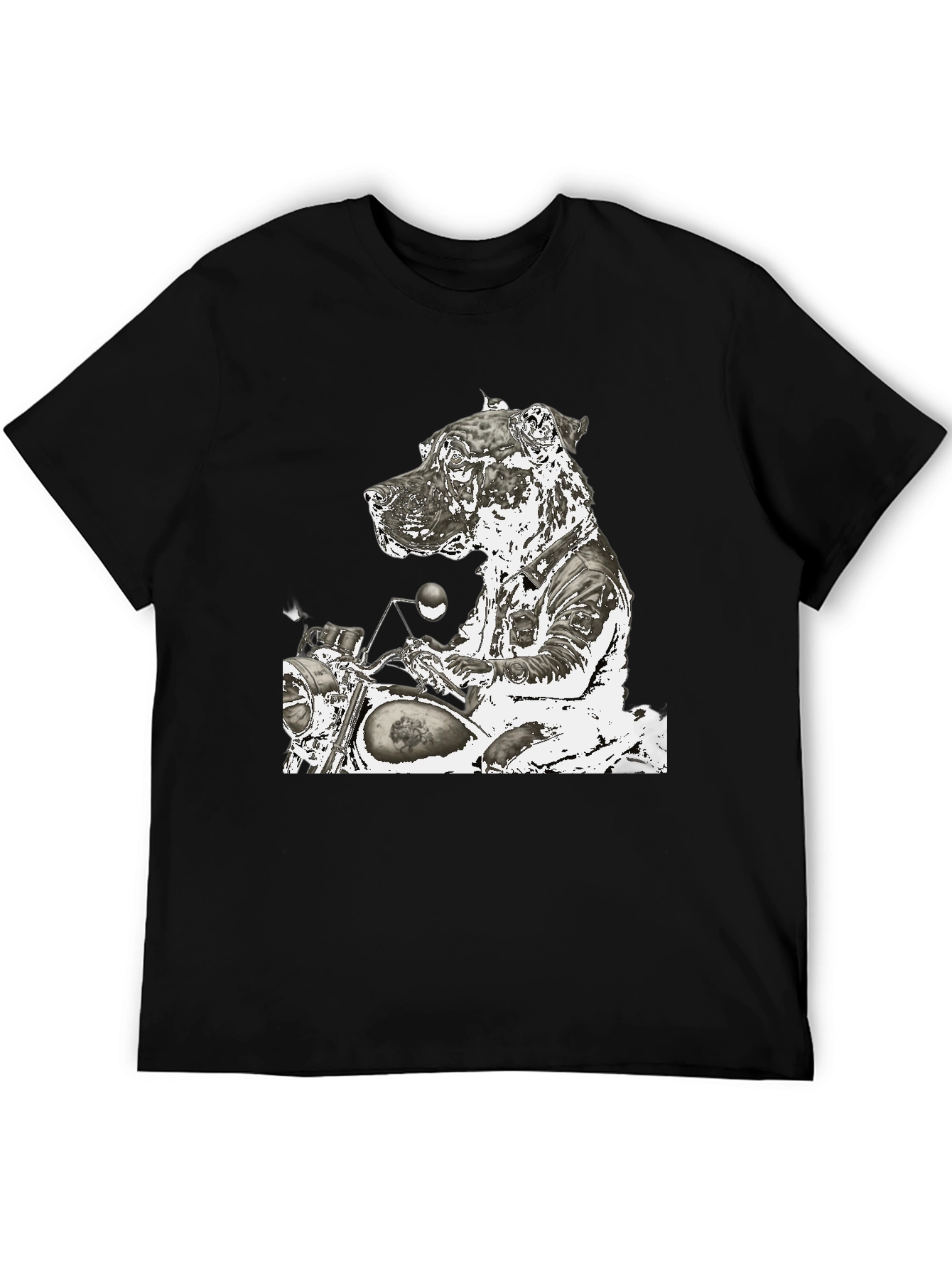Dog Biker Graphic T-Shirt - Black