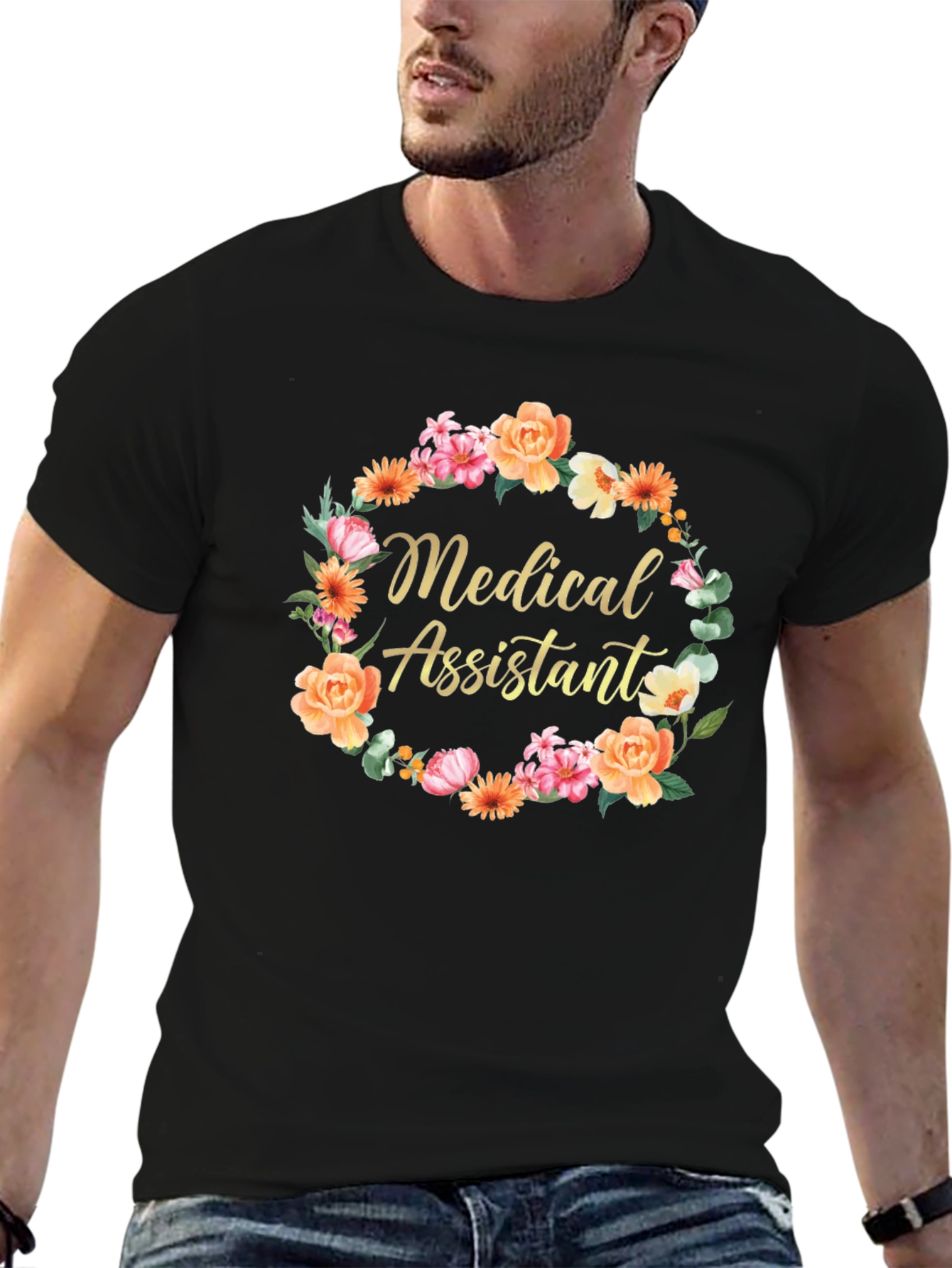 Medical Assistant Floral Wreath T-Shirt