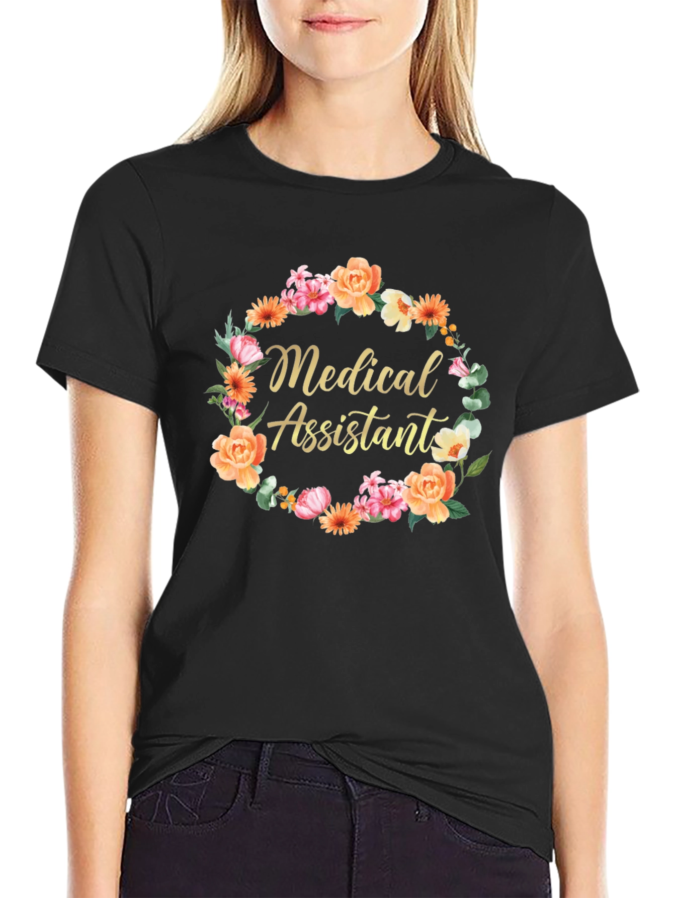 Medical Assistant Floral Wreath T-Shirt
