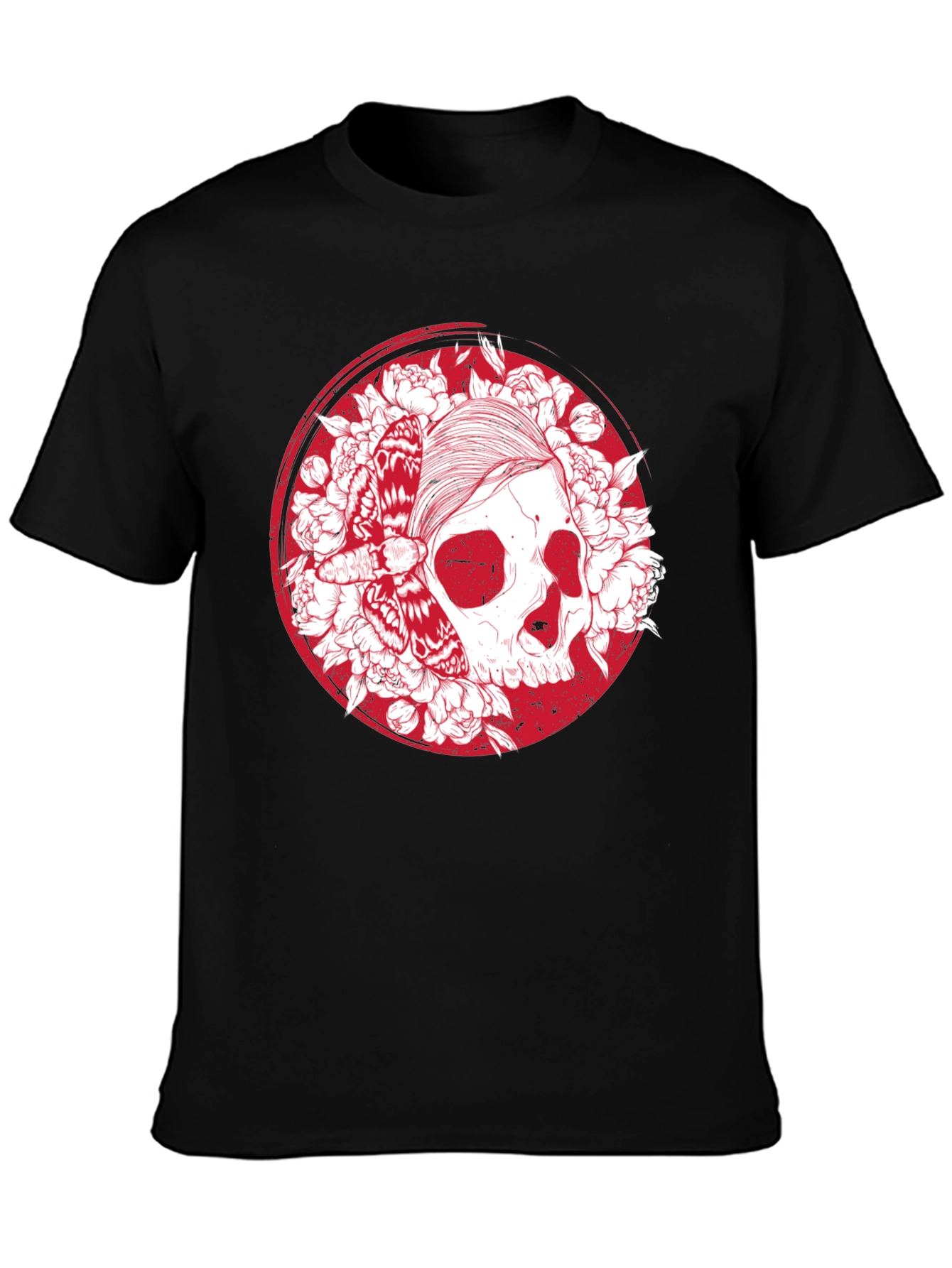 Skull & Moth Graphic T-Shirt - Black