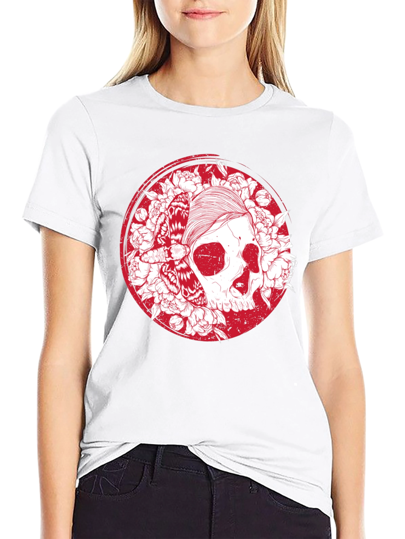 Skull & Moth Graphic T-Shirt - Black