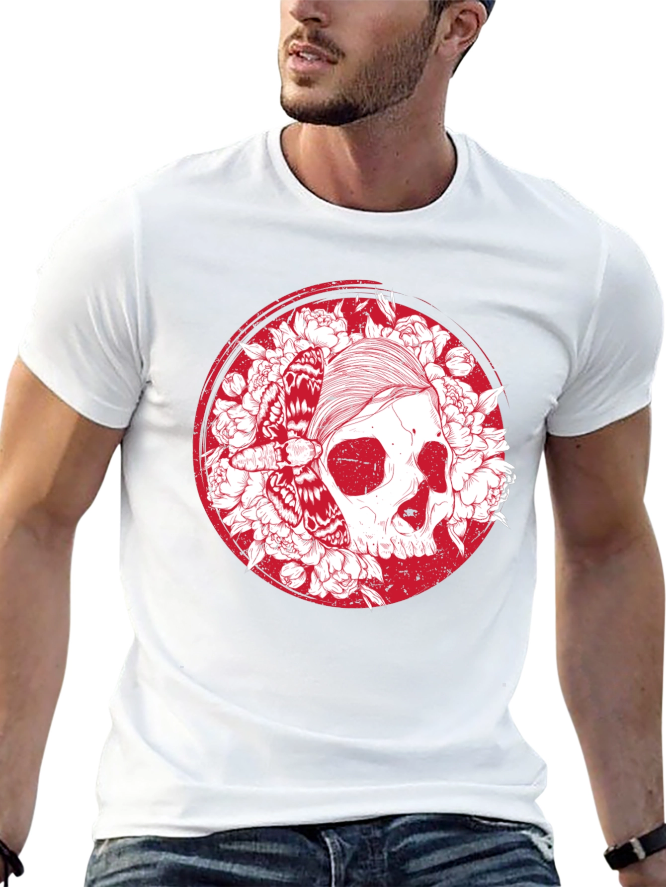 Skull & Moth Graphic T-Shirt - Black