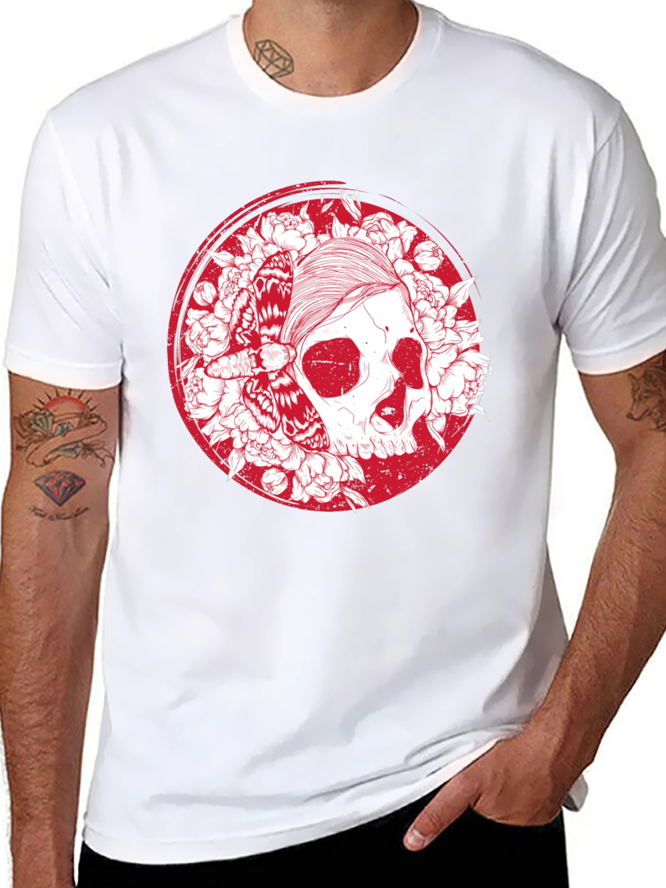 Skull & Moth Graphic T-Shirt - Black